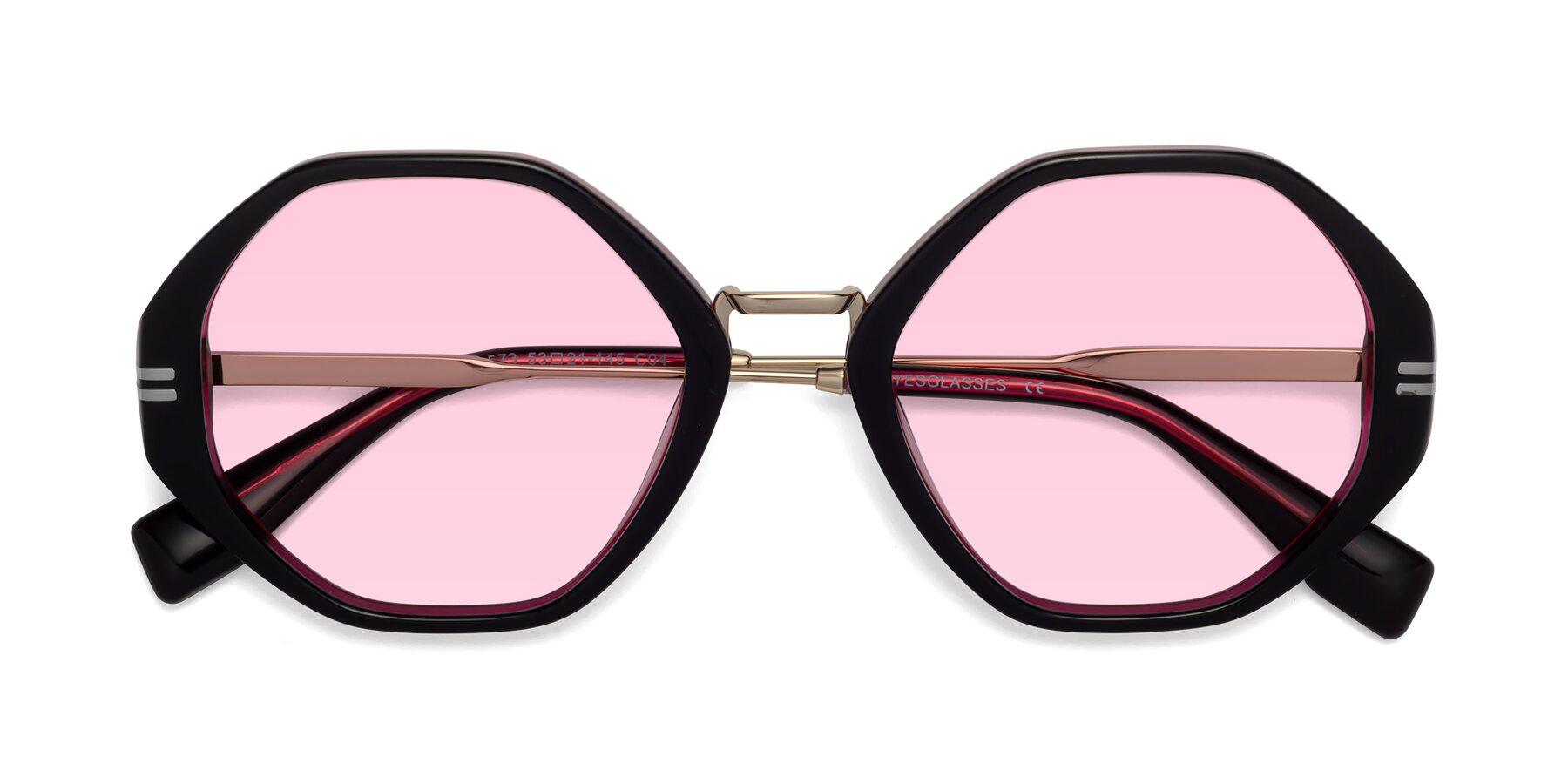 Folded Front of 1573 in Black-Wine with Light Pink Tinted Lenses