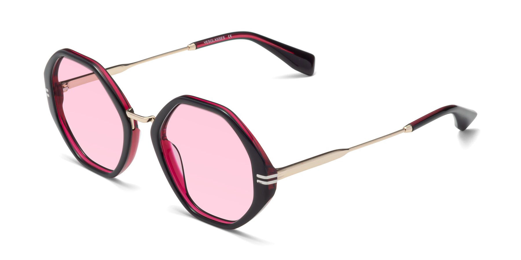 Angle of 1573 in Black-Wine with Light Pink Tinted Lenses