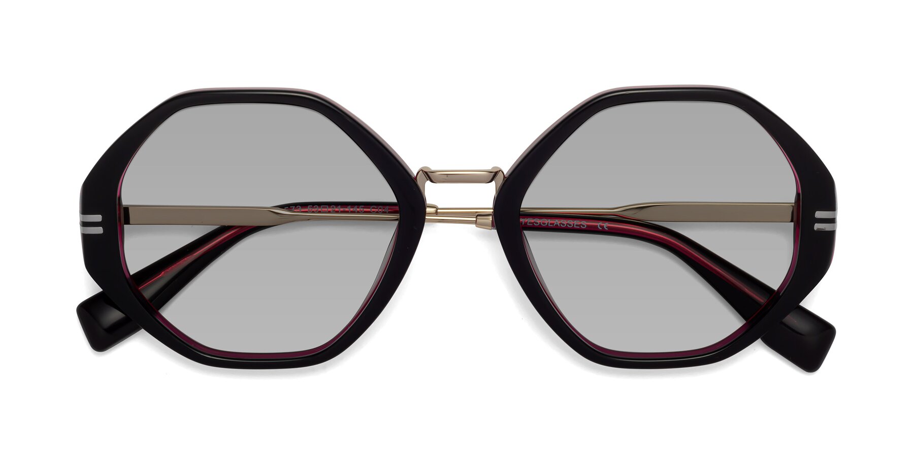 Folded Front of 1573 in Black-Wine with Light Gray Tinted Lenses
