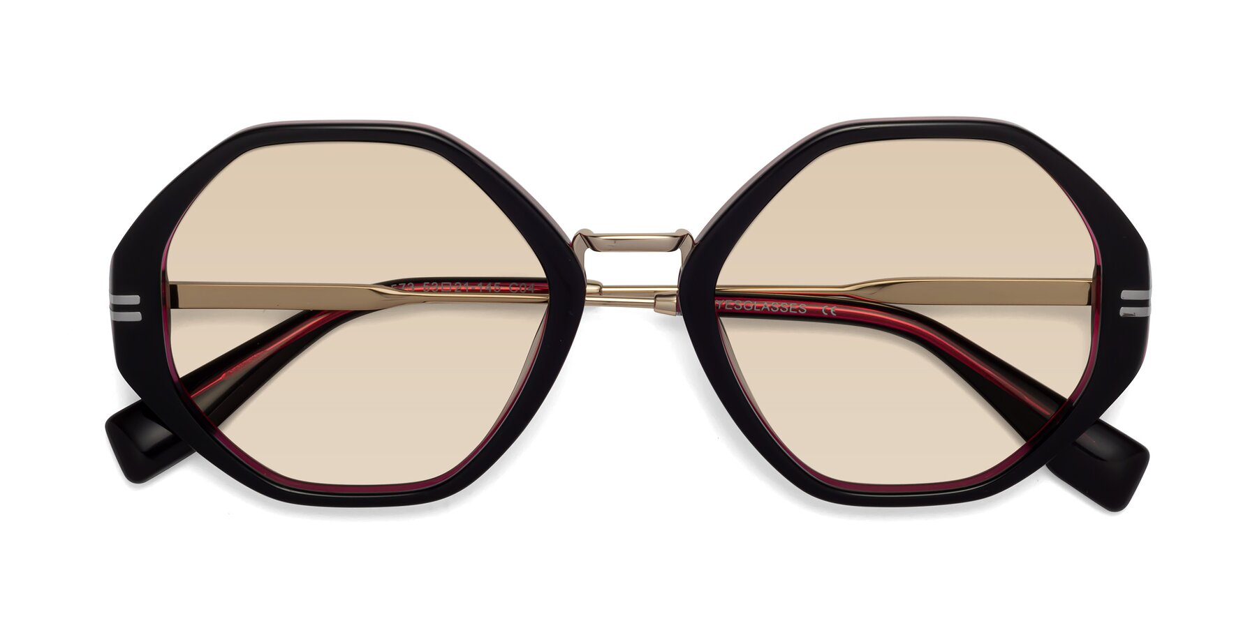 Folded Front of 1573 in Black-Wine with Light Brown Tinted Lenses