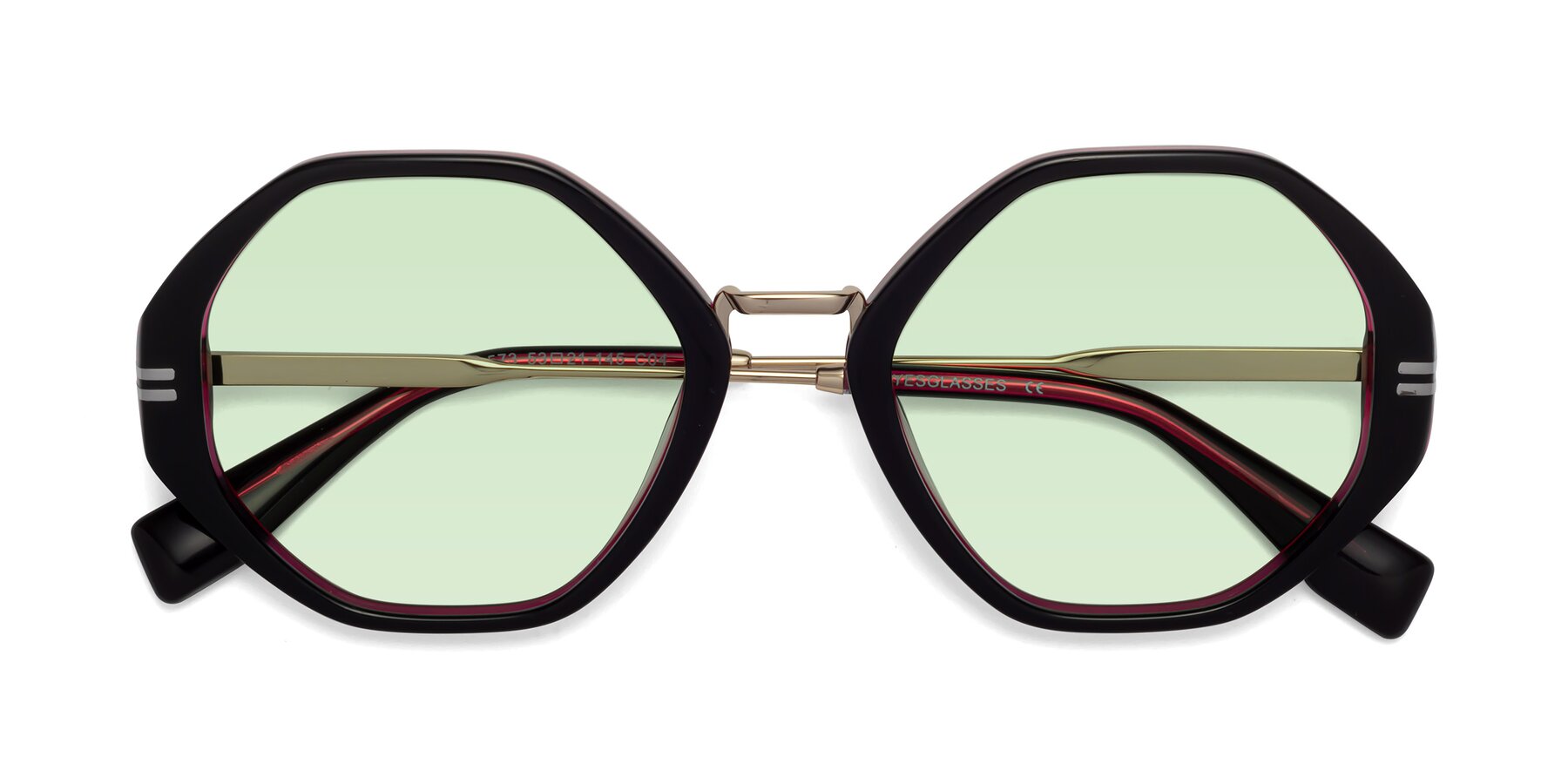 Folded Front of 1573 in Black-Wine with Light Green Tinted Lenses