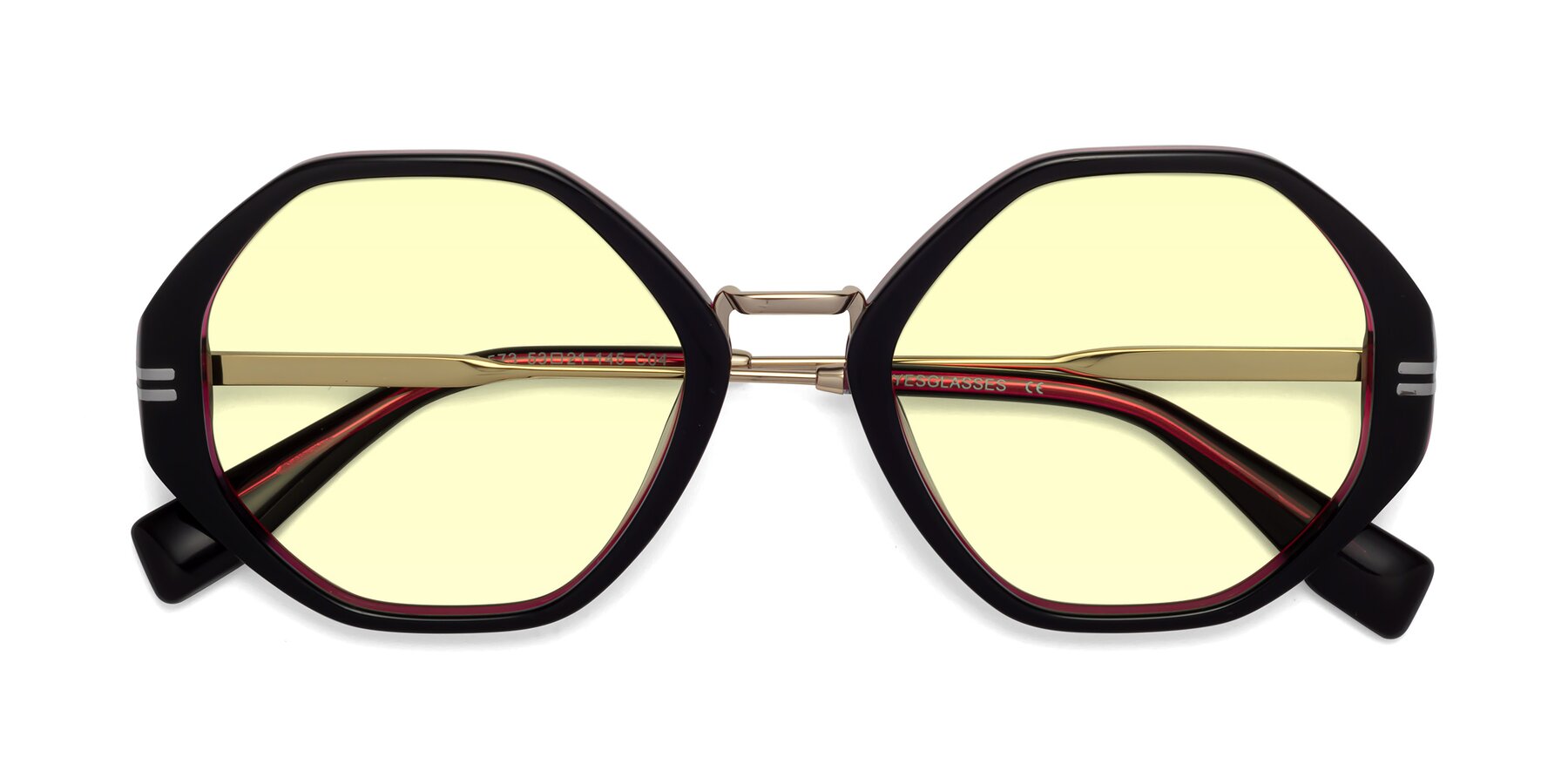 Folded Front of 1573 in Black-Wine with Light Yellow Tinted Lenses