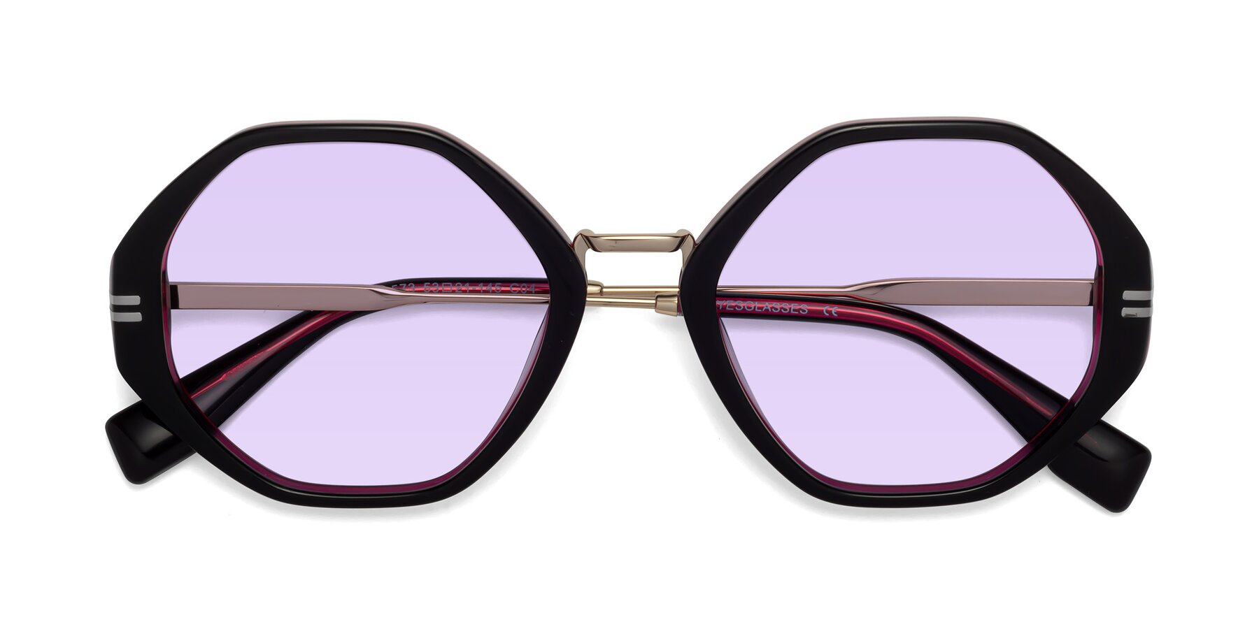 Folded Front of 1573 in Black-Wine with Light Purple Tinted Lenses