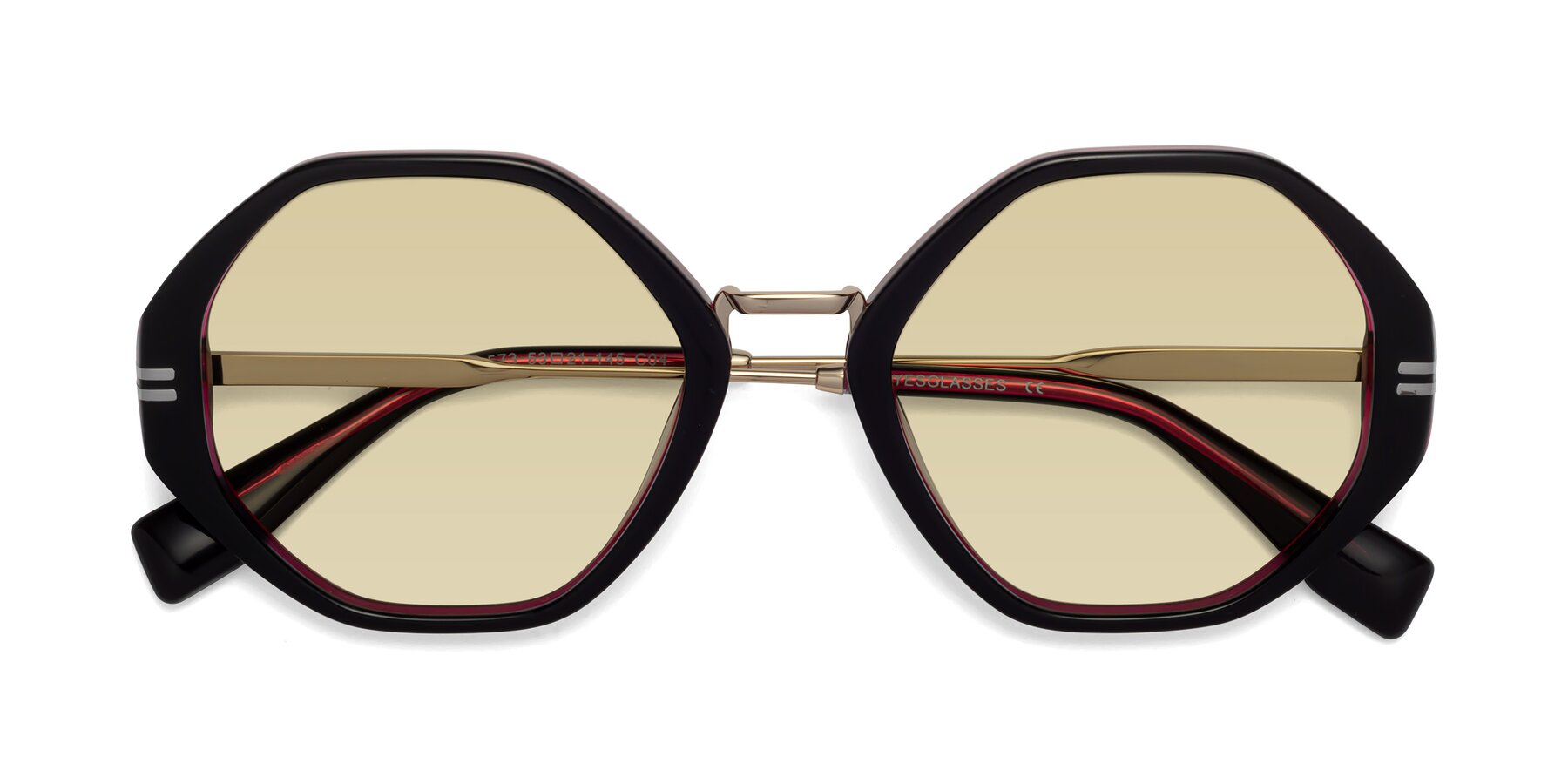 Folded Front of 1573 in Black-Wine with Light Champagne Tinted Lenses