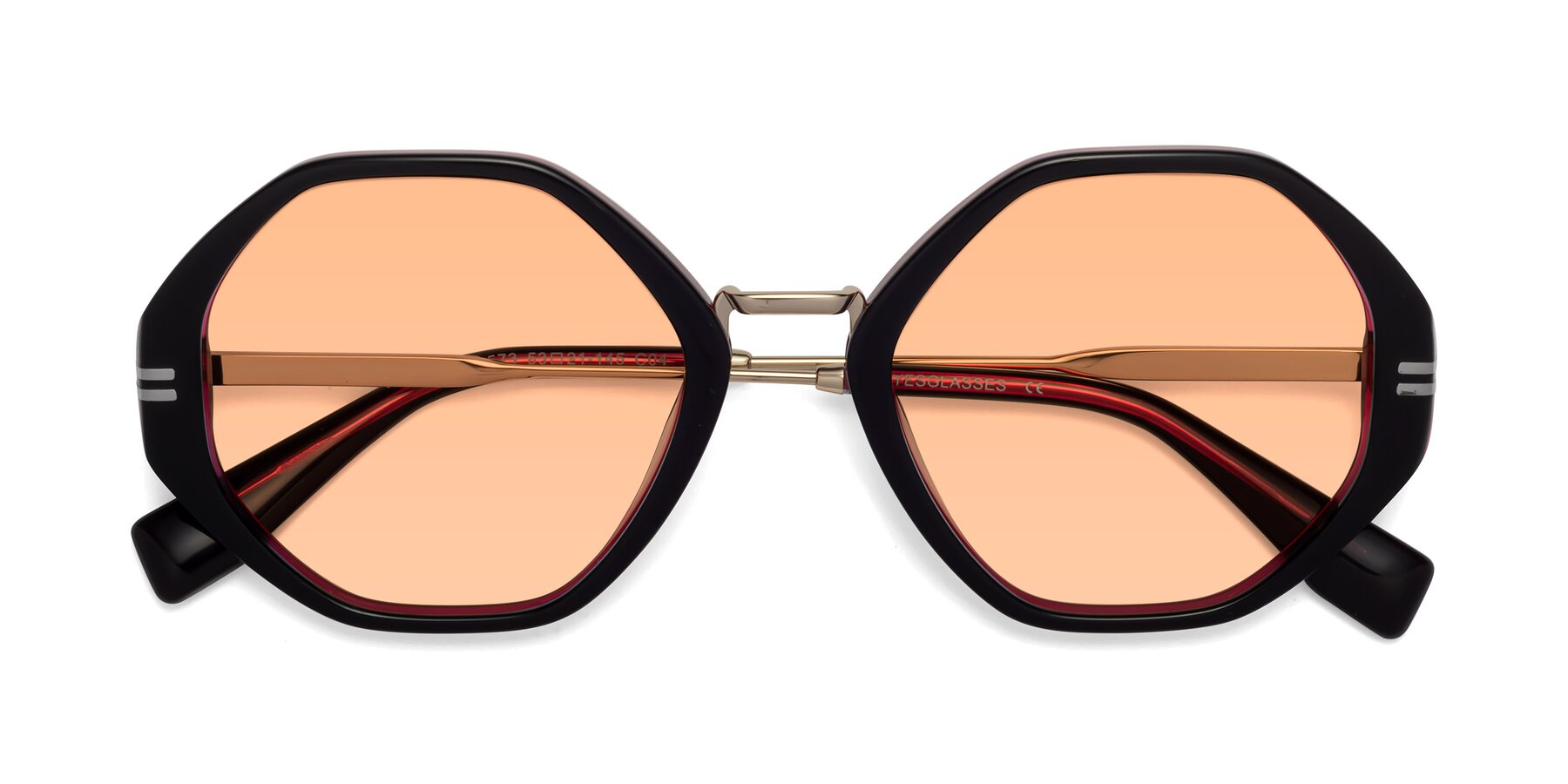 Folded Front of 1573 in Black-Wine with Light Orange Tinted Lenses