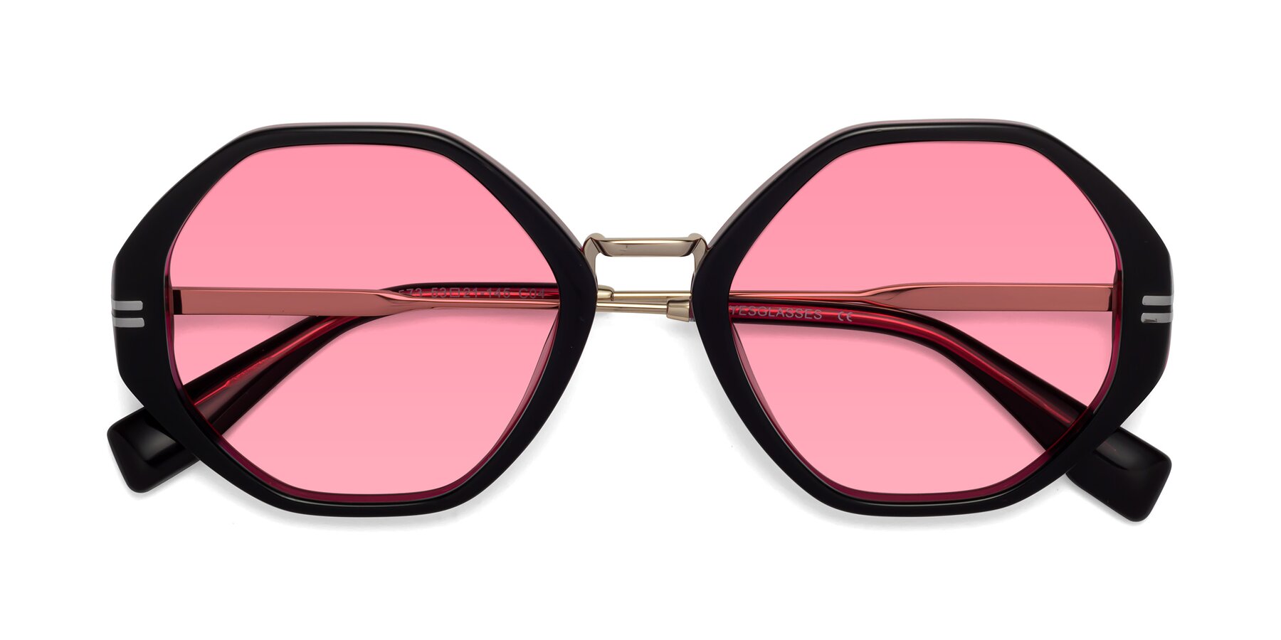 Folded Front of 1573 in Black-Wine with Pink Tinted Lenses