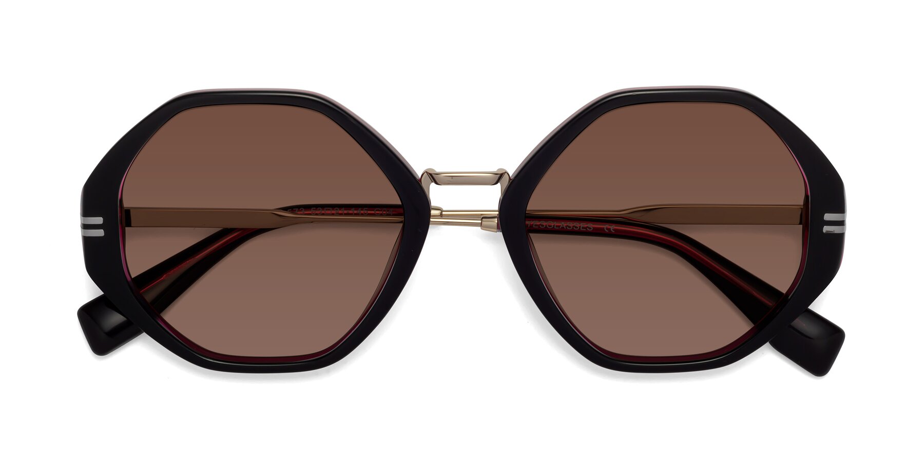 Folded Front of 1573 in Black-Wine with Brown Tinted Lenses