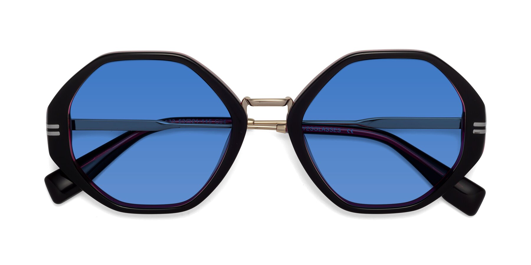 Folded Front of 1573 in Black-Wine with Blue Tinted Lenses