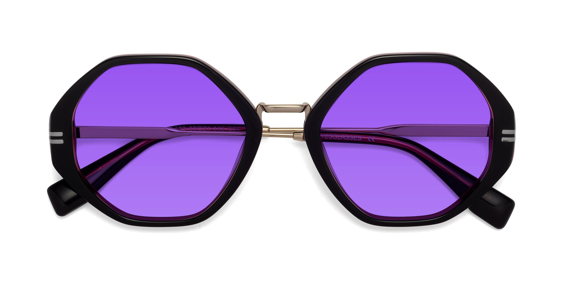 Folded Front of 1573 in Black-Wine with Purple Tinted Lenses