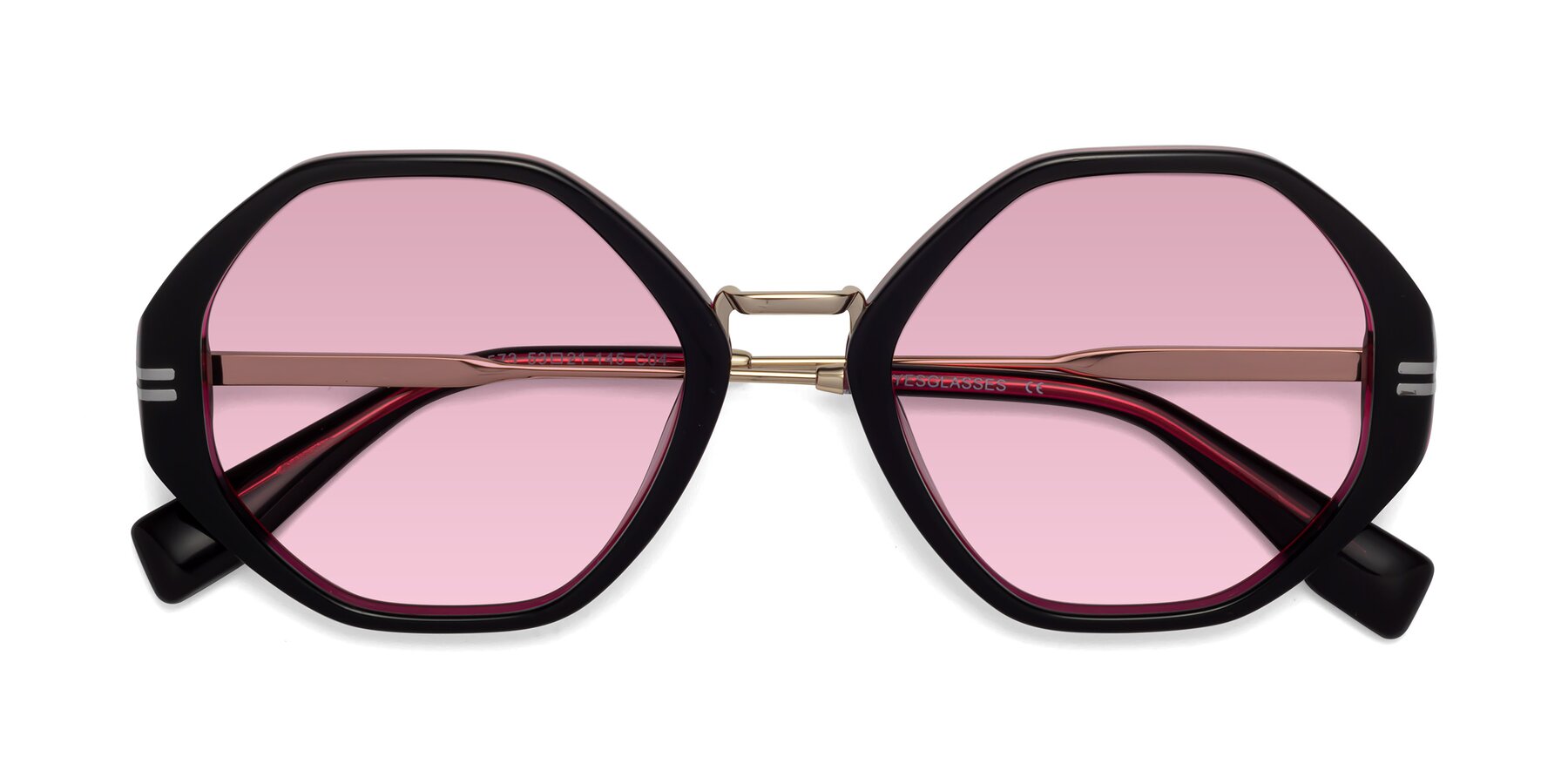 Folded Front of 1573 in Black-Wine with Light Wine Tinted Lenses