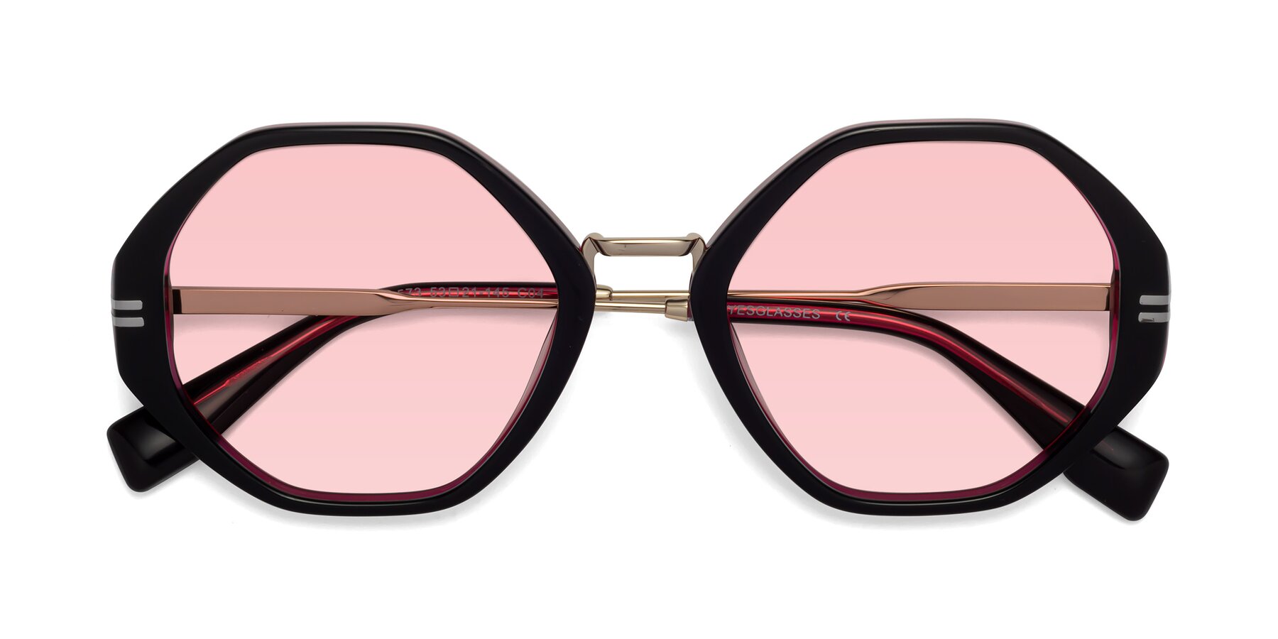 Folded Front of 1573 in Black-Wine with Light Garnet Tinted Lenses