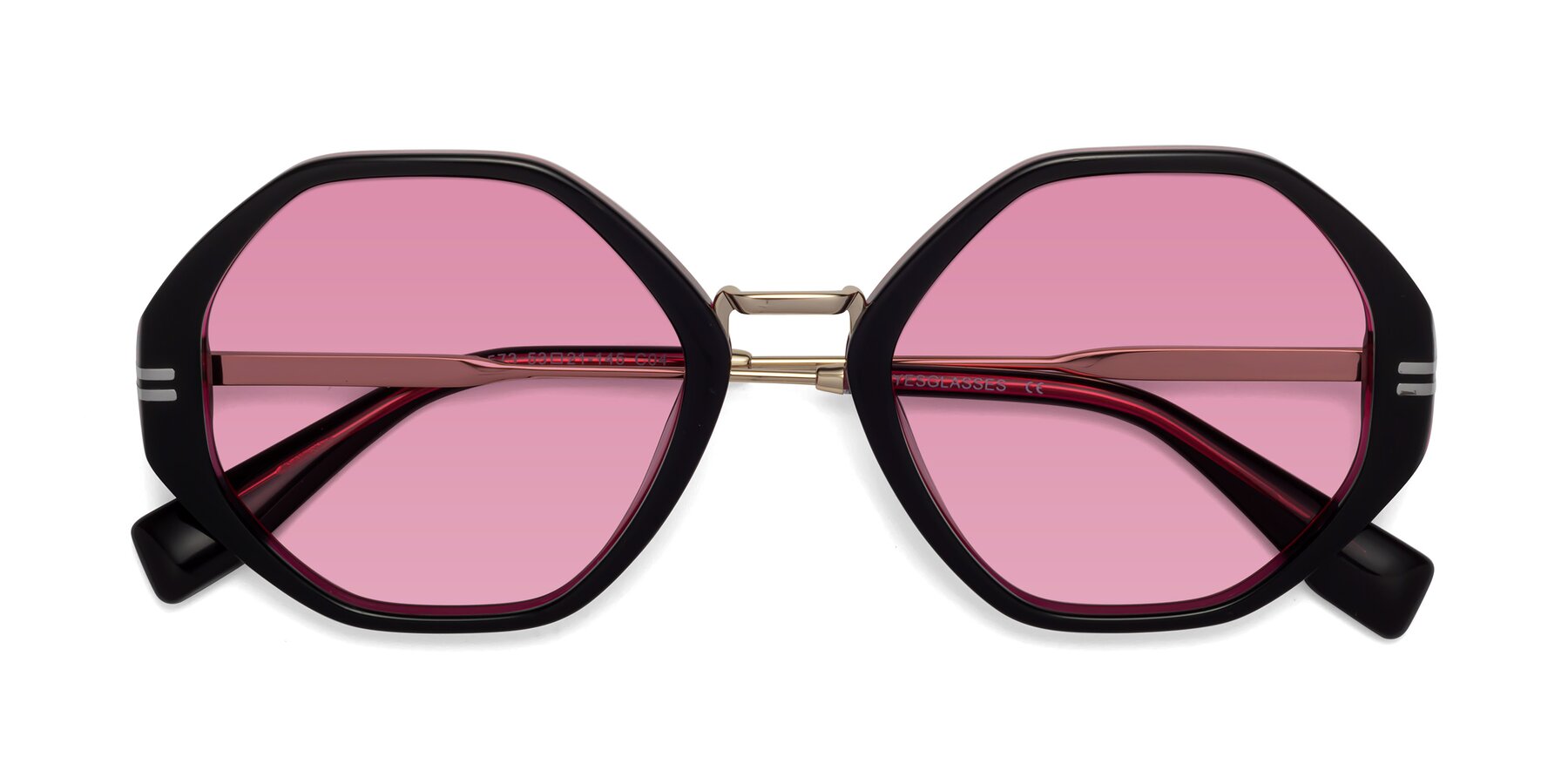 Folded Front of 1573 in Black-Wine with Medium Wine Tinted Lenses