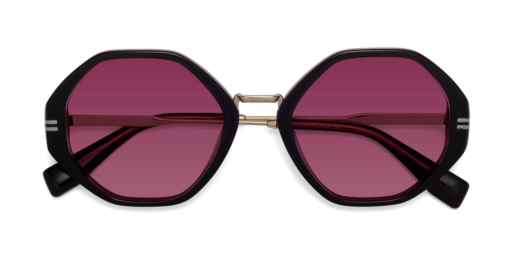 Folded Front of 1573 in Black-Wine with Wine Tinted Lenses