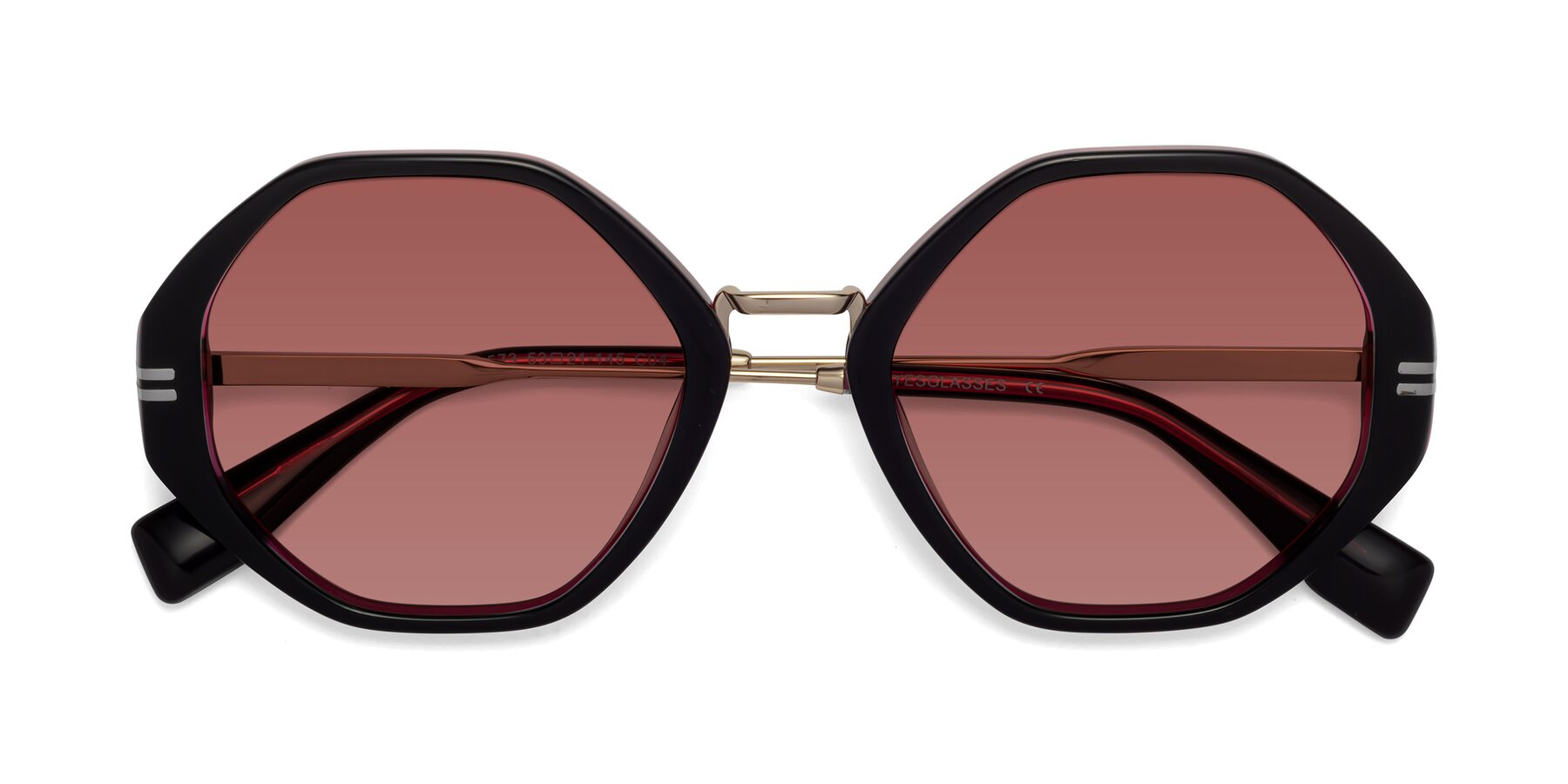 Folded Front of 1573 in Black-Wine with Garnet Tinted Lenses