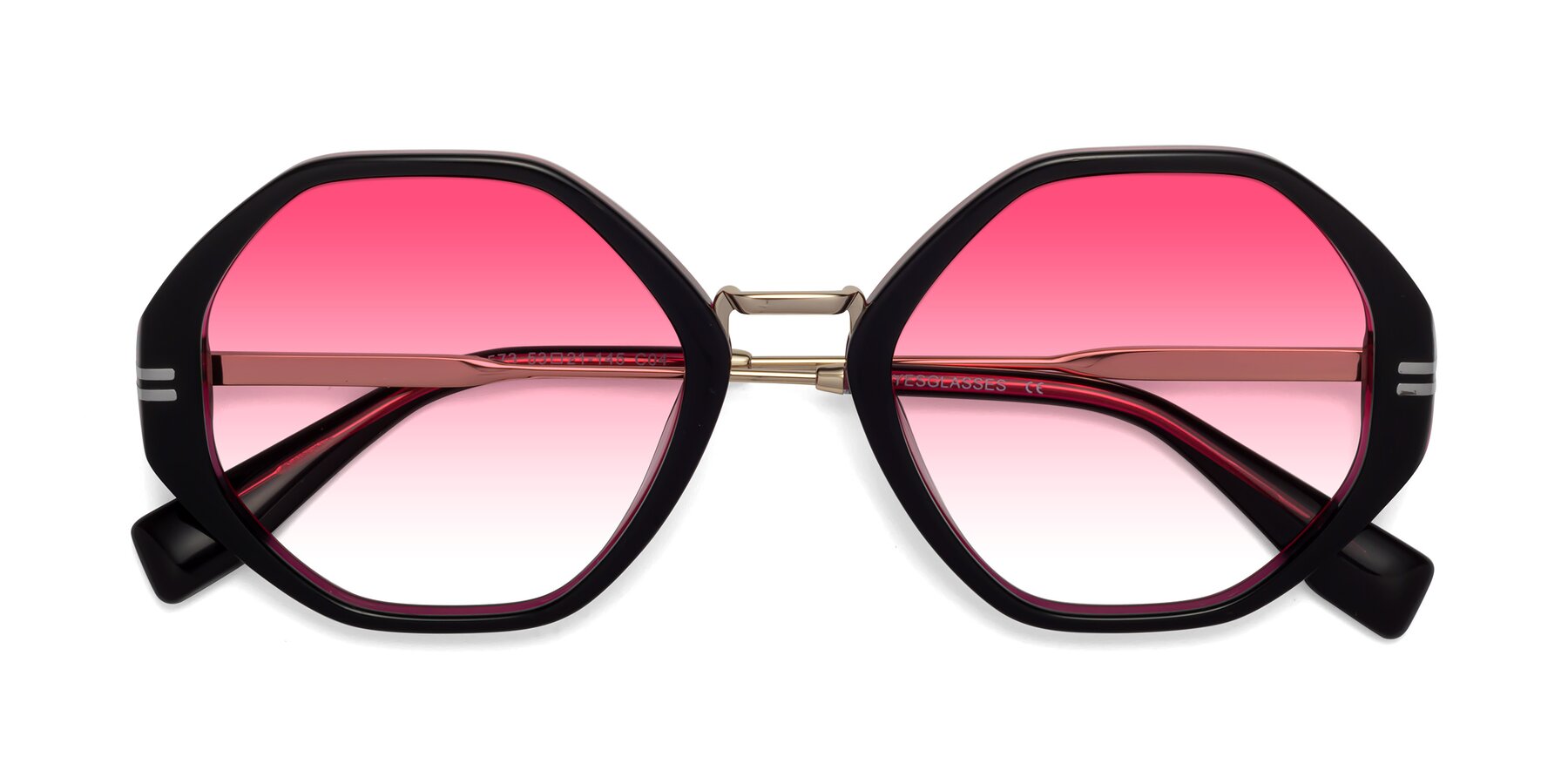 Folded Front of 1573 in Black-Wine with Pink Gradient Lenses