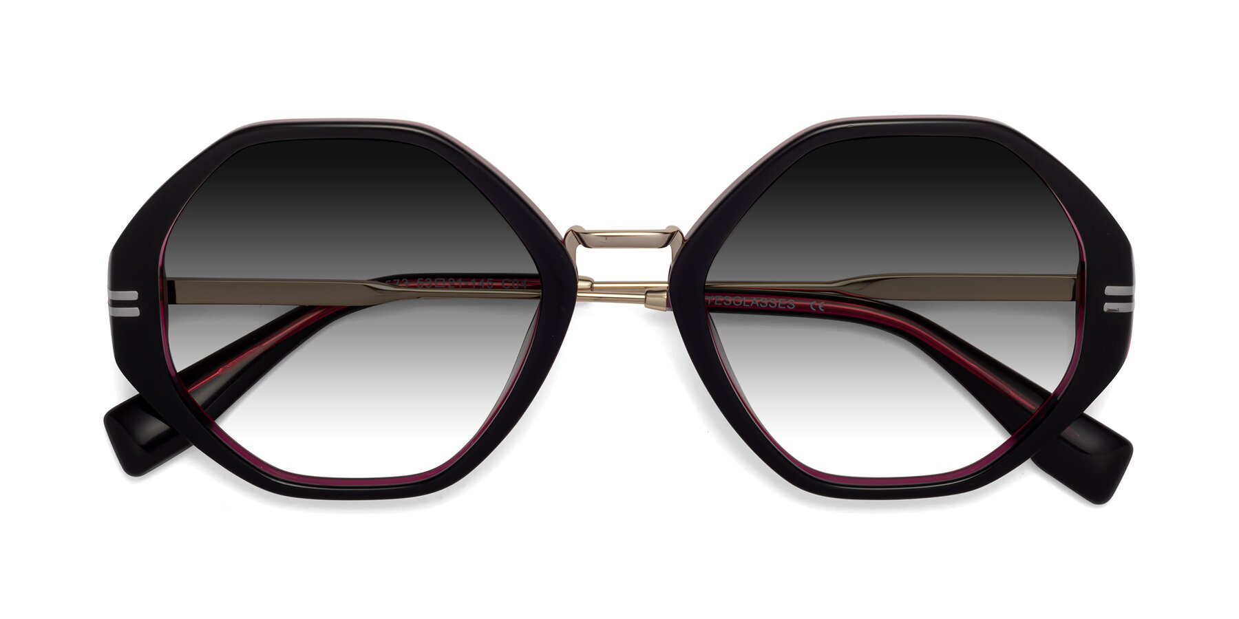 Folded Front of 1573 in Black-Wine with Gray Gradient Lenses