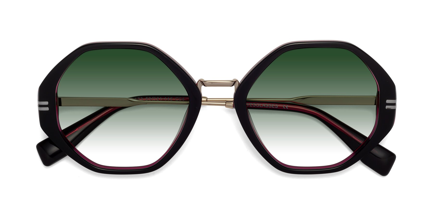 Folded Front of 1573 in Black-Wine with Green Gradient Lenses