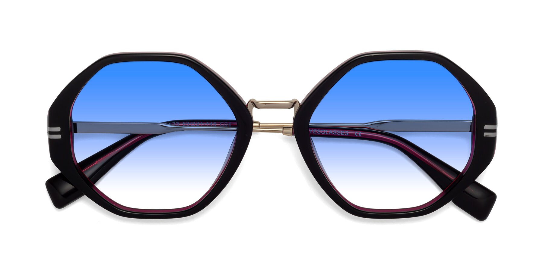 Folded Front of 1573 in Black-Wine with Blue Gradient Lenses
