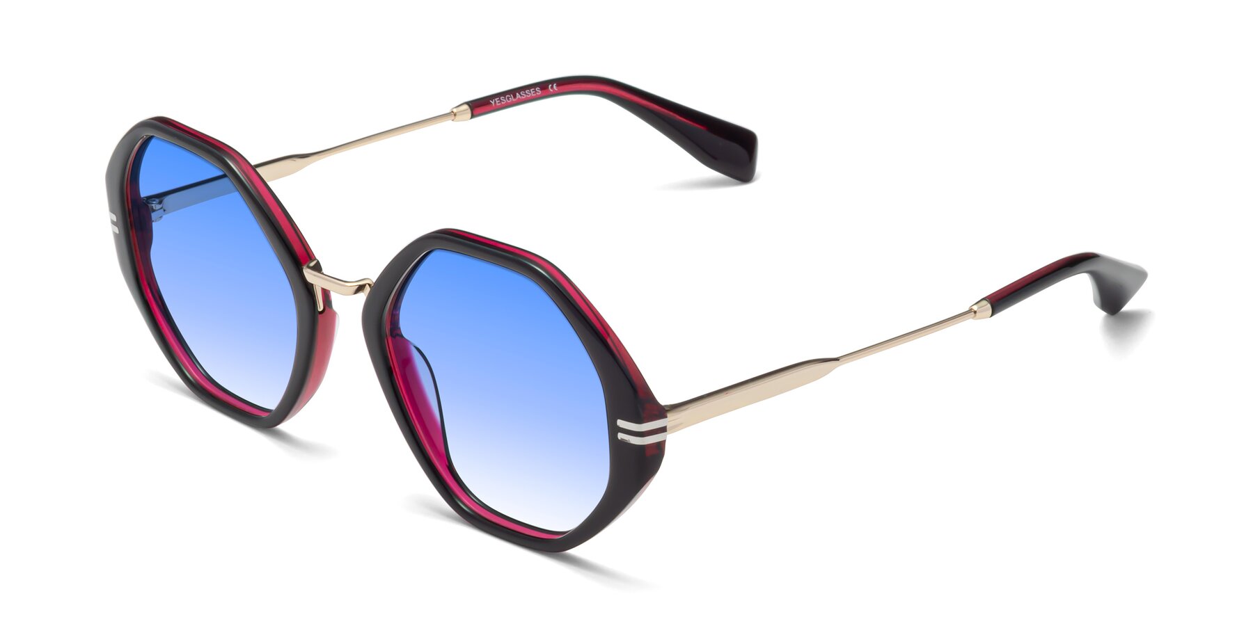Angle of 1573 in Black-Wine with Blue Gradient Lenses