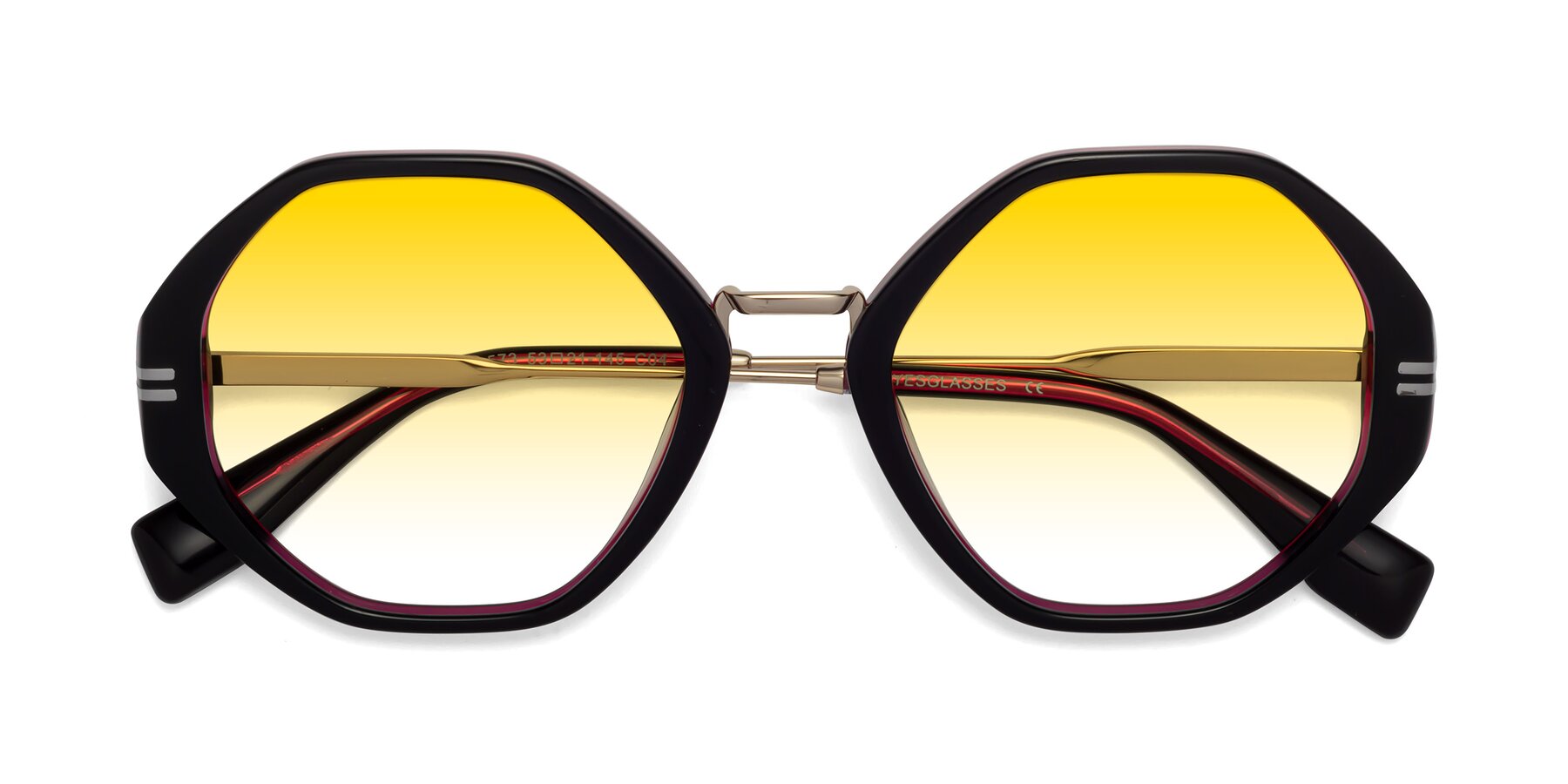 Folded Front of 1573 in Black-Wine with Yellow Gradient Lenses