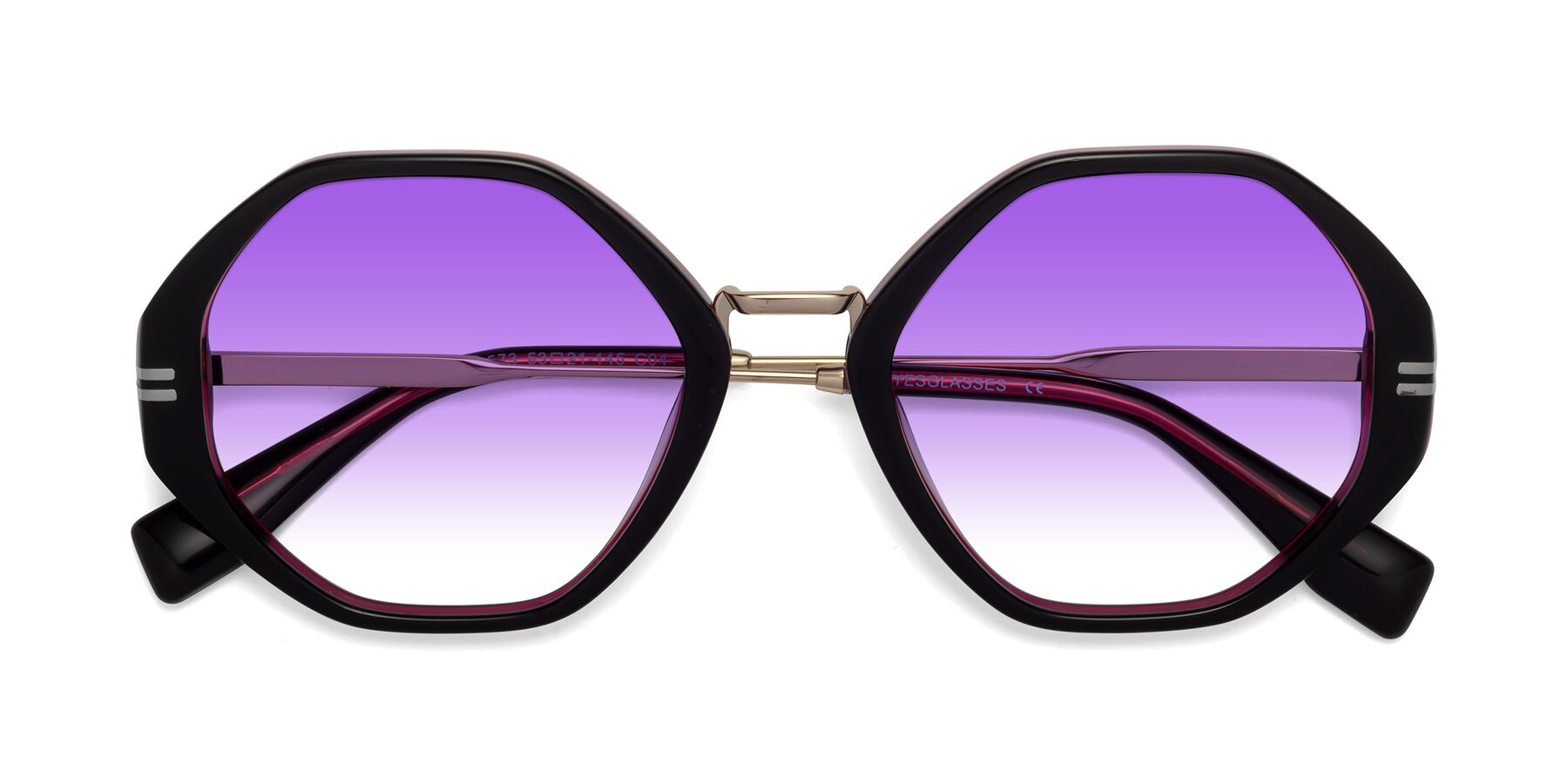Folded Front of 1573 in Black-Wine with Purple Gradient Lenses