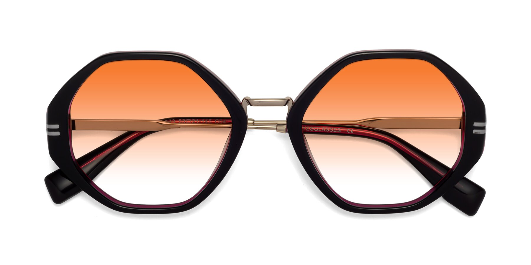 Folded Front of 1573 in Black-Wine with Orange Gradient Lenses