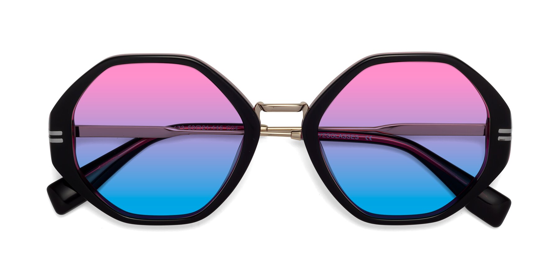 Folded Front of 1573 in Black-Wine with Pink / Blue Gradient Lenses