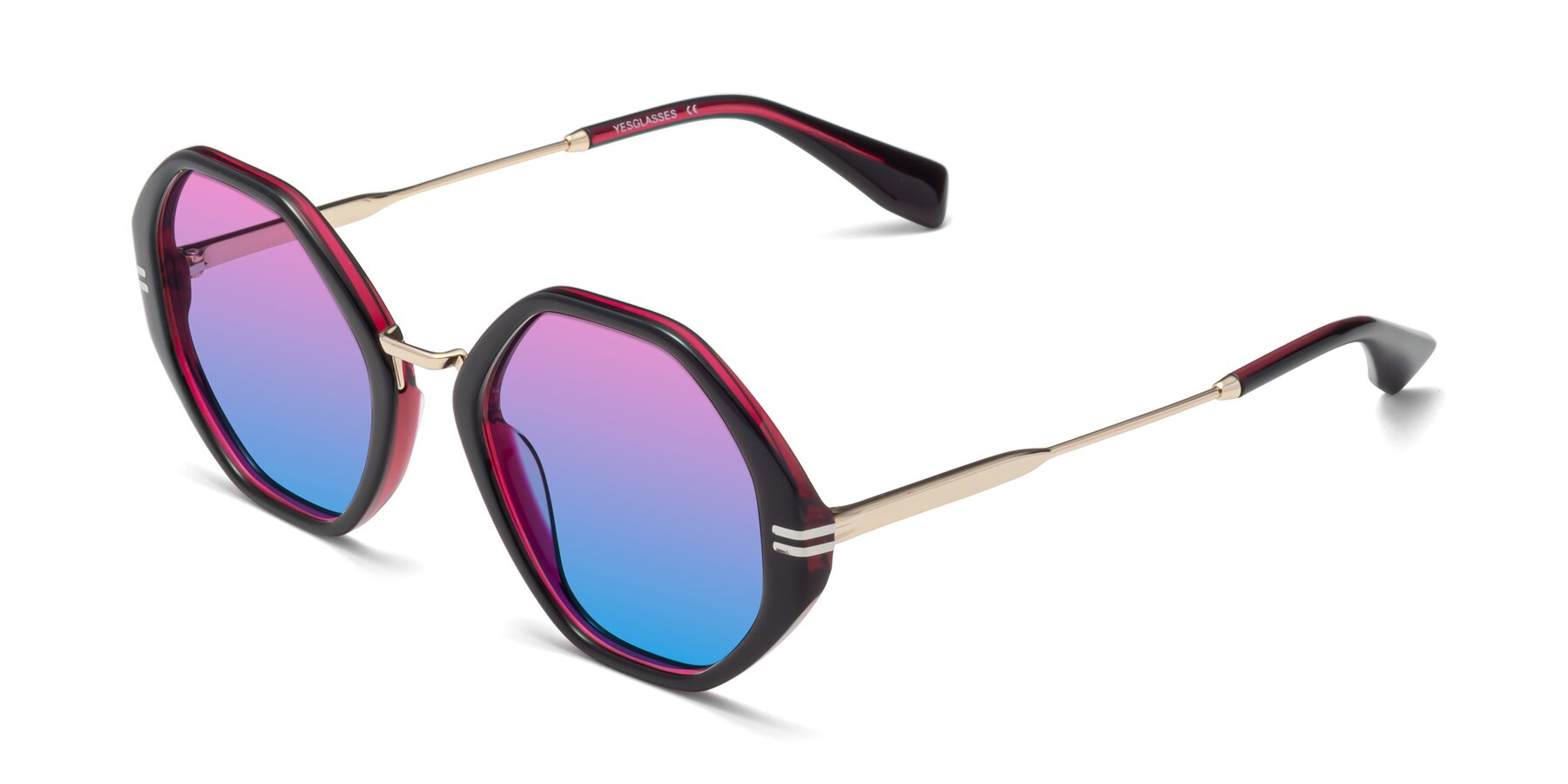 Angle of 1573 in Black-Wine with Pink / Blue Gradient Lenses