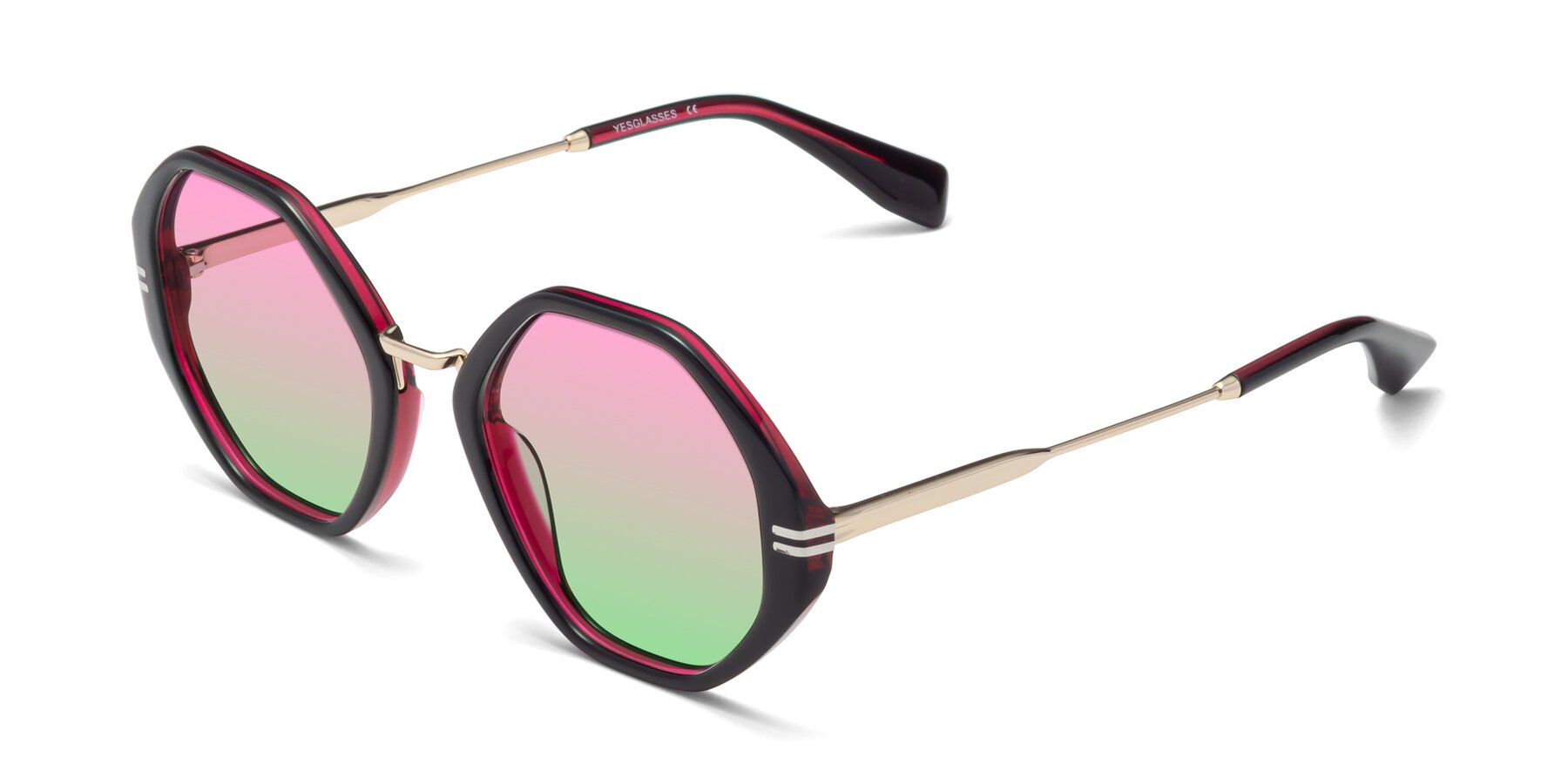Angle of 1573 in Black-Wine with Pink / Green Gradient Lenses