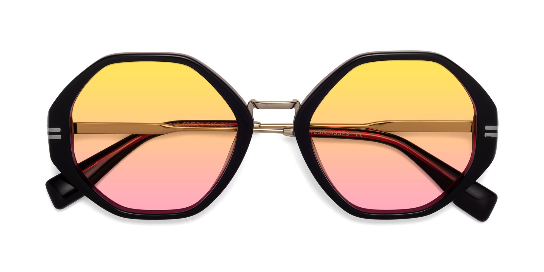 Folded Front of 1573 in Black-Wine with Yellow / Pink Gradient Lenses