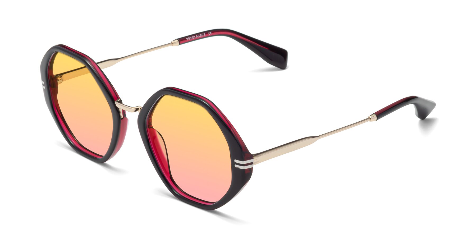 Angle of 1573 in Black-Wine with Yellow / Pink Gradient Lenses