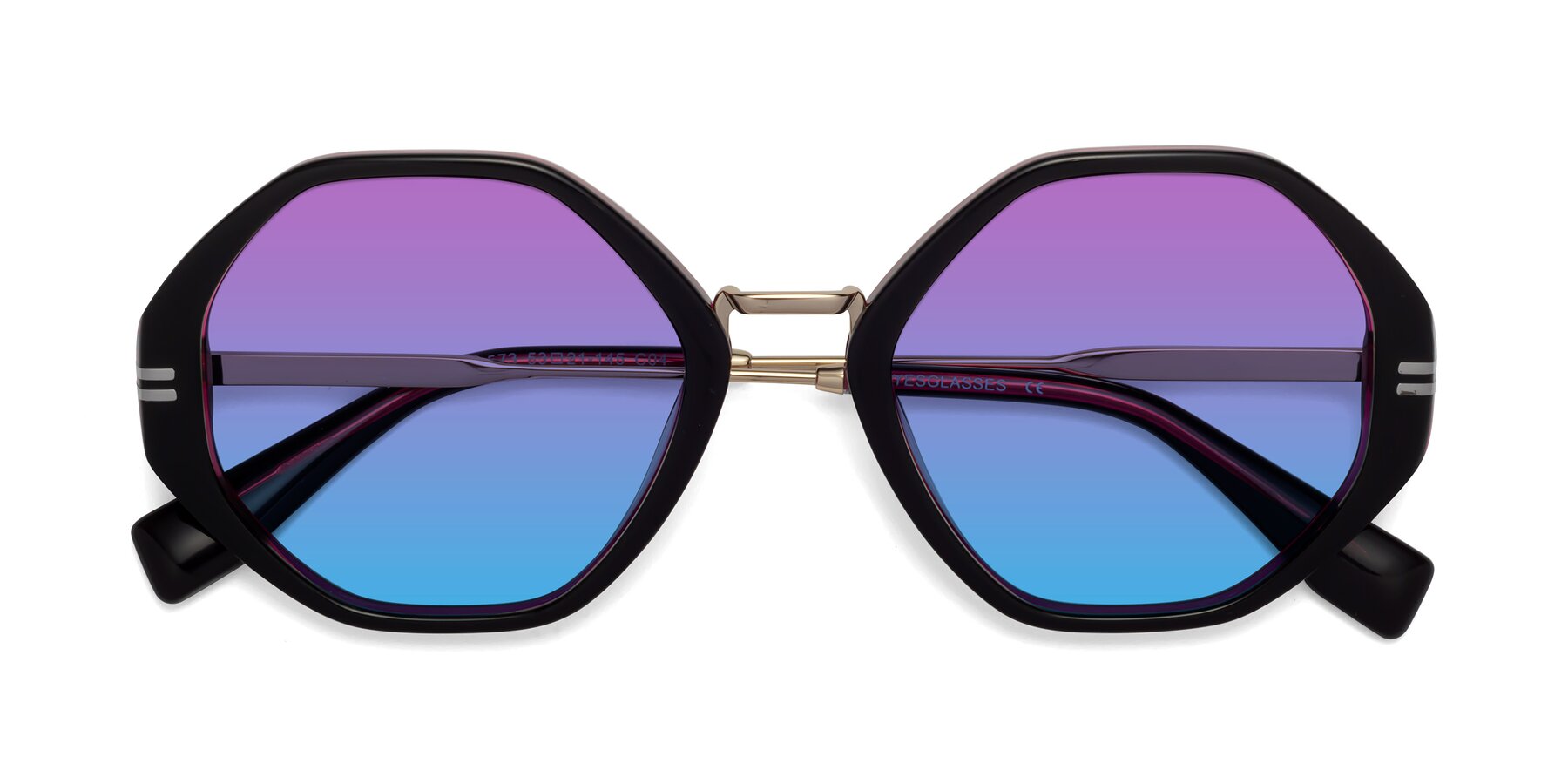 Folded Front of 1573 in Black-Wine with Purple / Blue Gradient Lenses