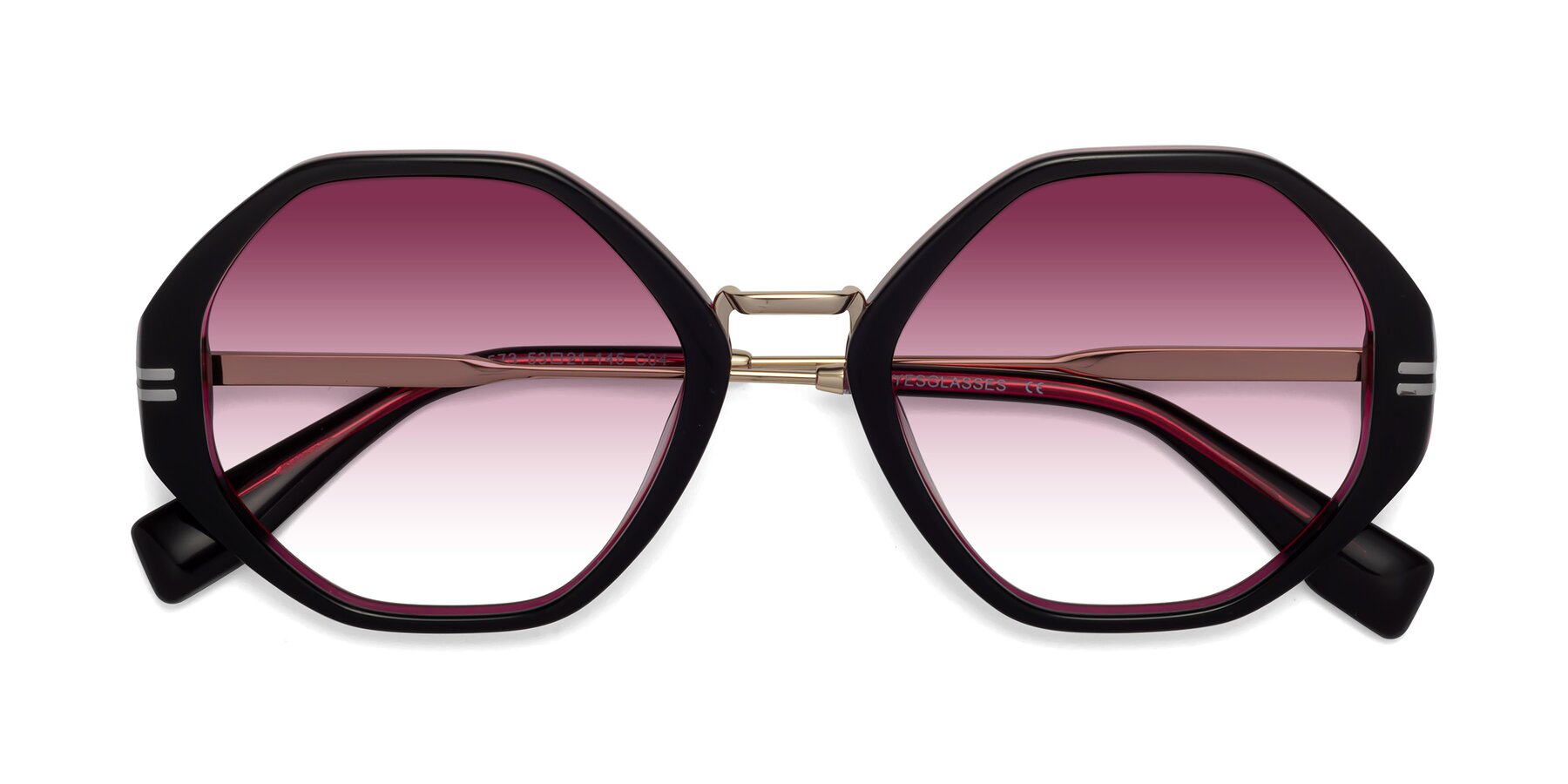 Folded Front of 1573 in Black-Wine with Wine Gradient Lenses