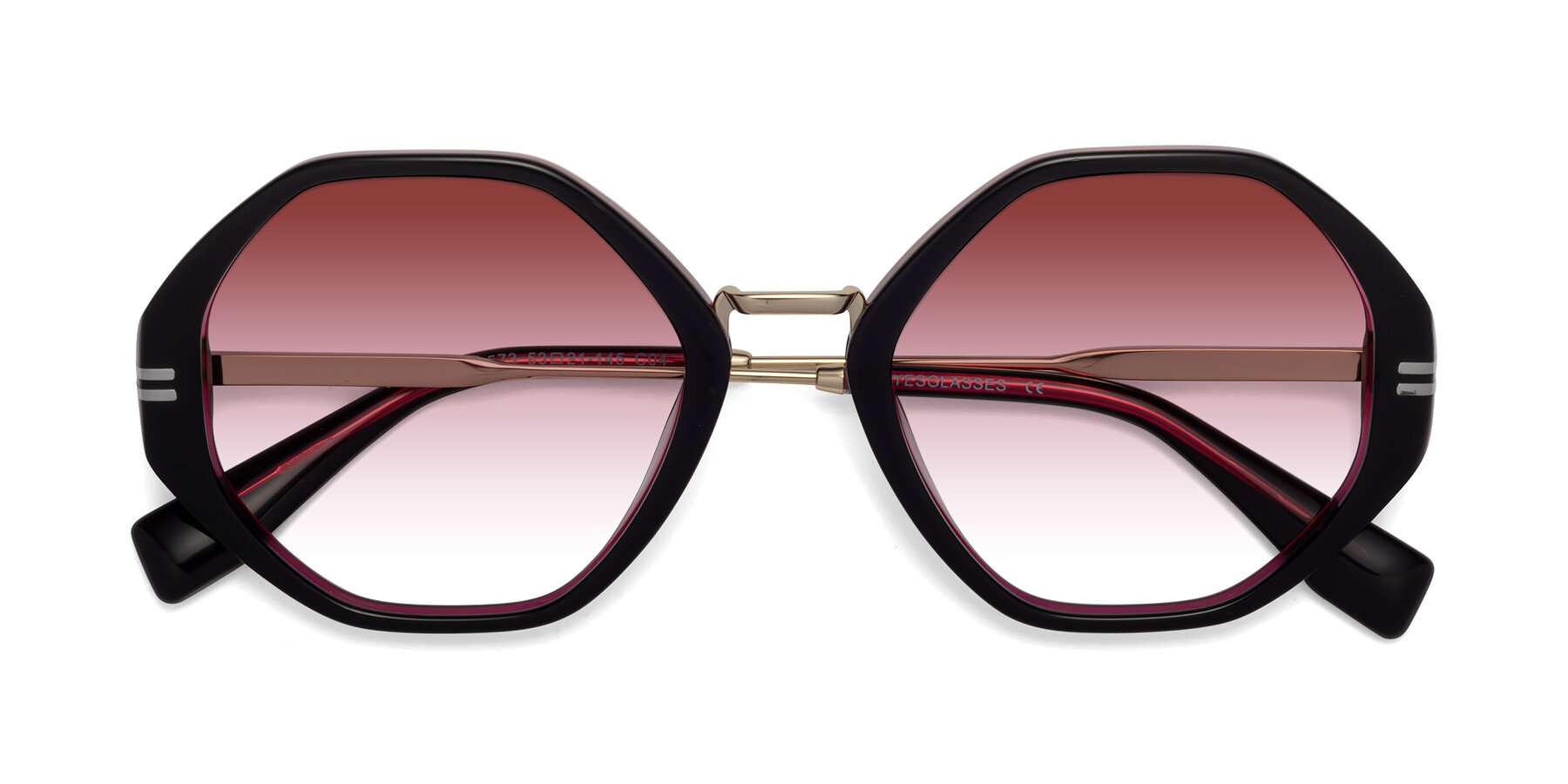 Folded Front of 1573 in Black-Wine with Garnet Gradient Lenses