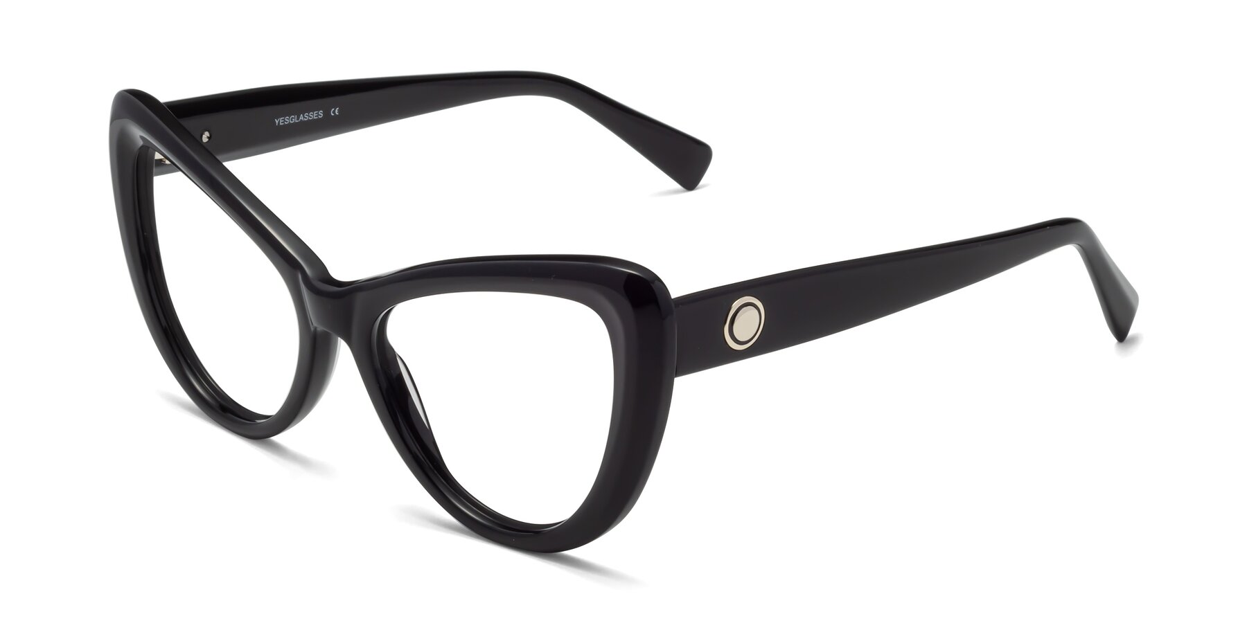Angle of 1574 in Black with Clear Blue Light Blocking Lenses