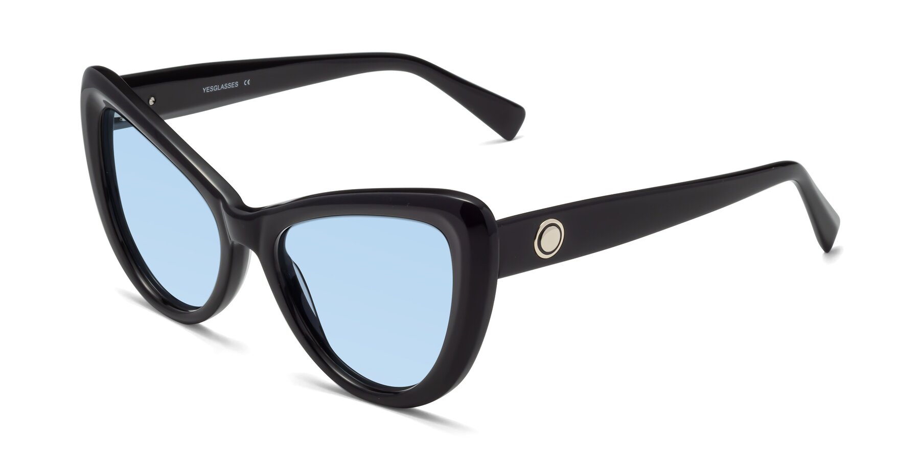 Angle of 1574 in Black with Light Blue Tinted Lenses