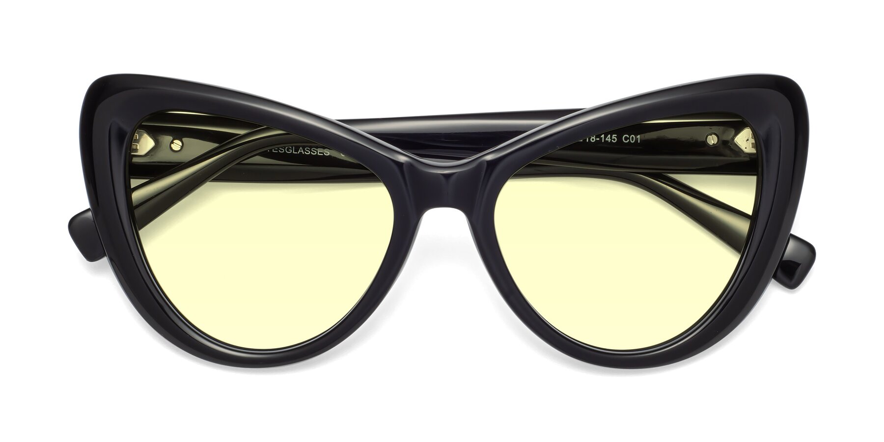 Folded Front of 1574 in Black with Light Yellow Tinted Lenses