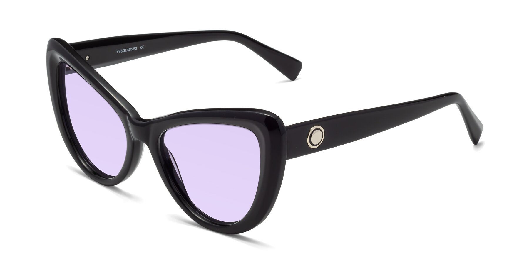 Angle of 1574 in Black with Light Purple Tinted Lenses