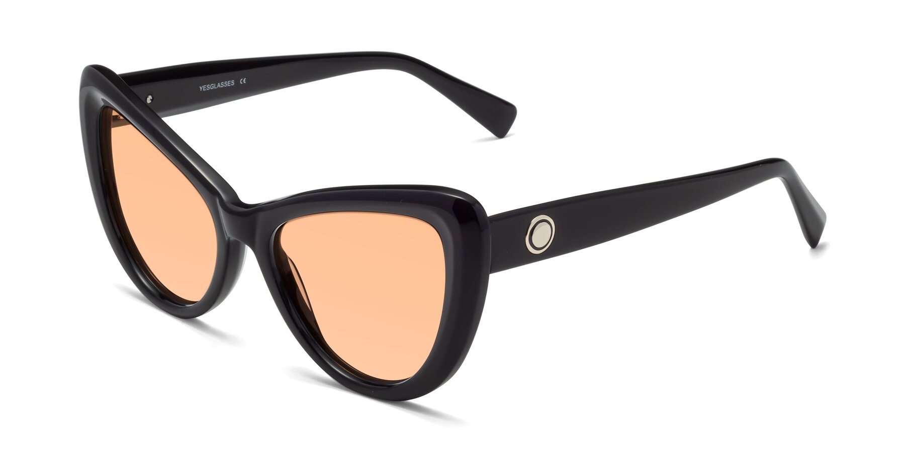 Angle of 1574 in Black with Light Orange Tinted Lenses