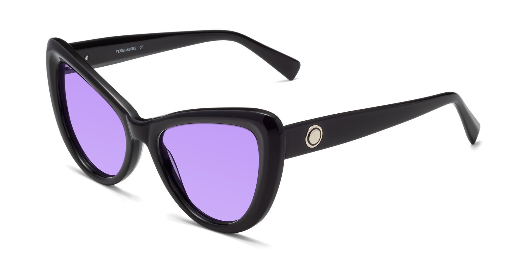 Angle of 1574 in Black with Medium Purple Tinted Lenses