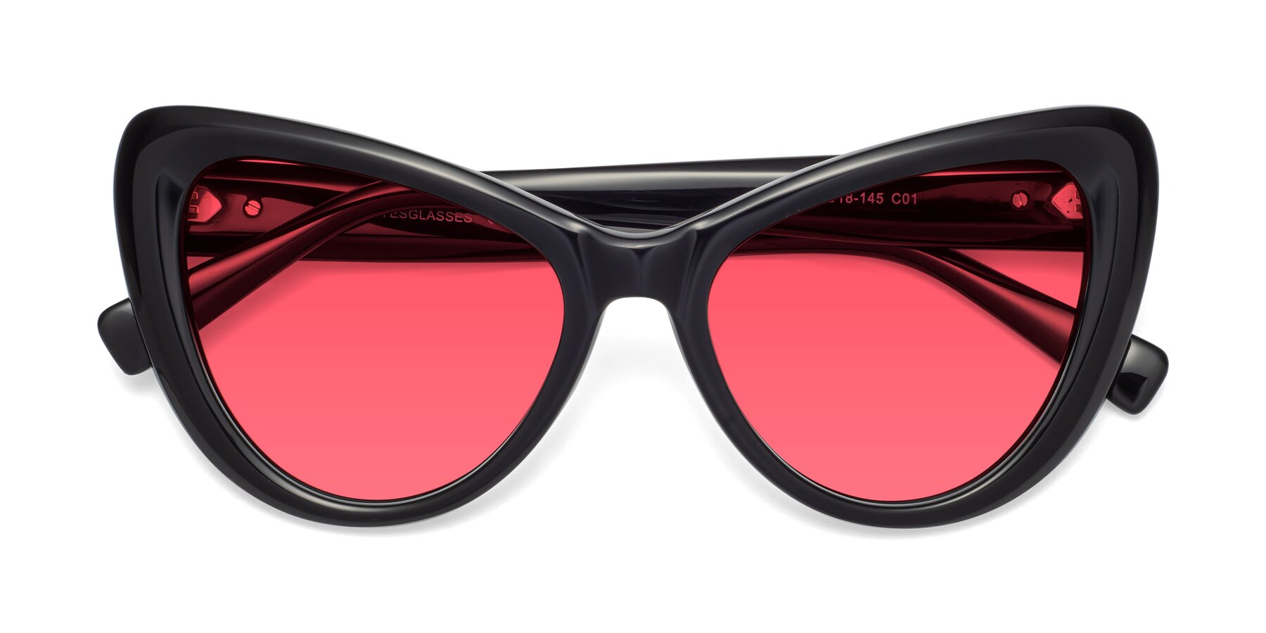 Folded Front of 1574 in Black with Red Tinted Lenses