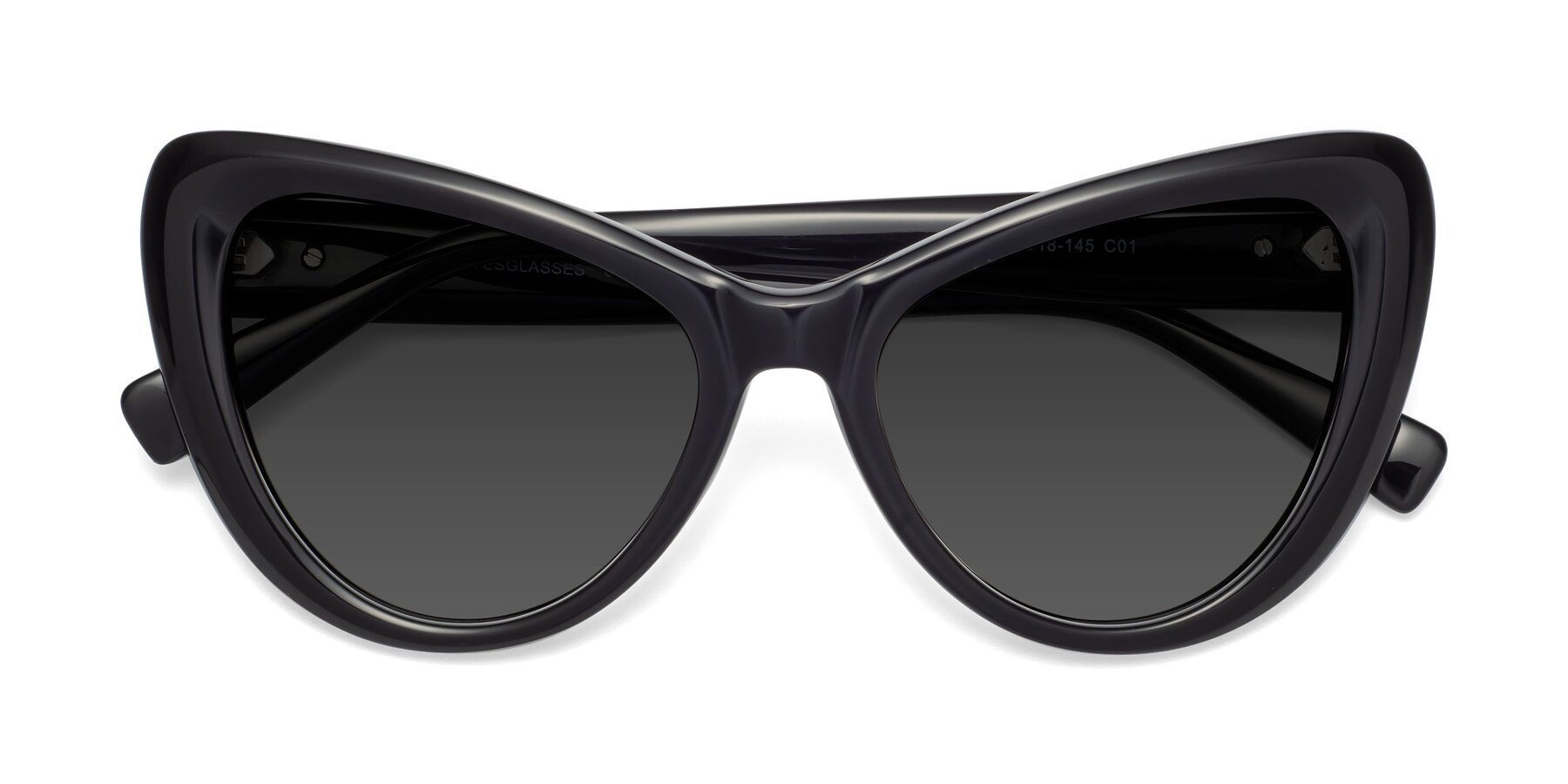 Folded Front of 1574 in Black with Gray Tinted Lenses