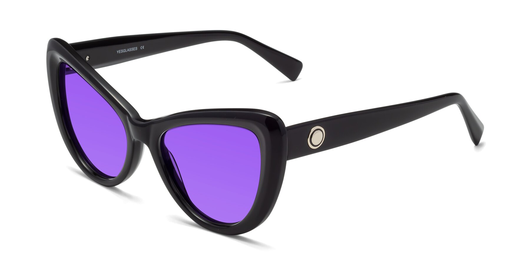 Angle of 1574 in Black with Purple Tinted Lenses