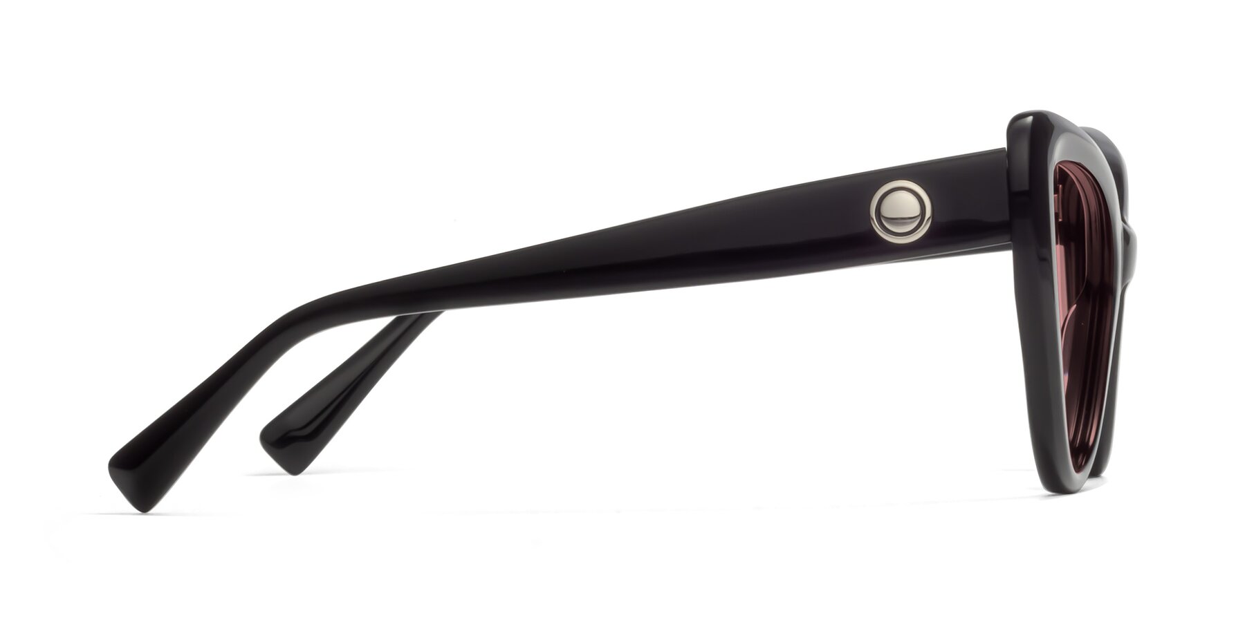 Side of 1574 in Black with Medium Garnet Tinted Lenses