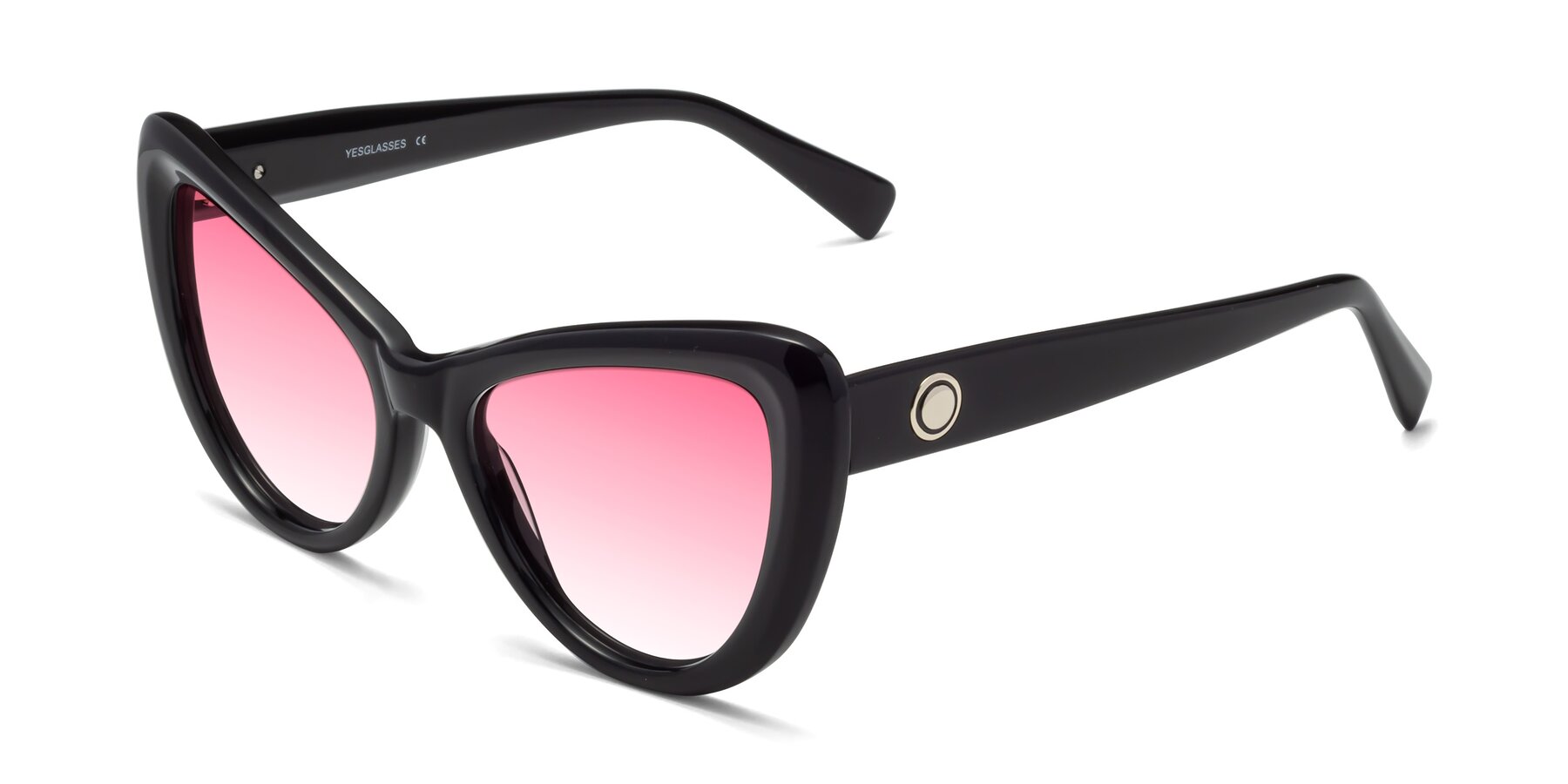 Angle of 1574 in Black with Pink Gradient Lenses