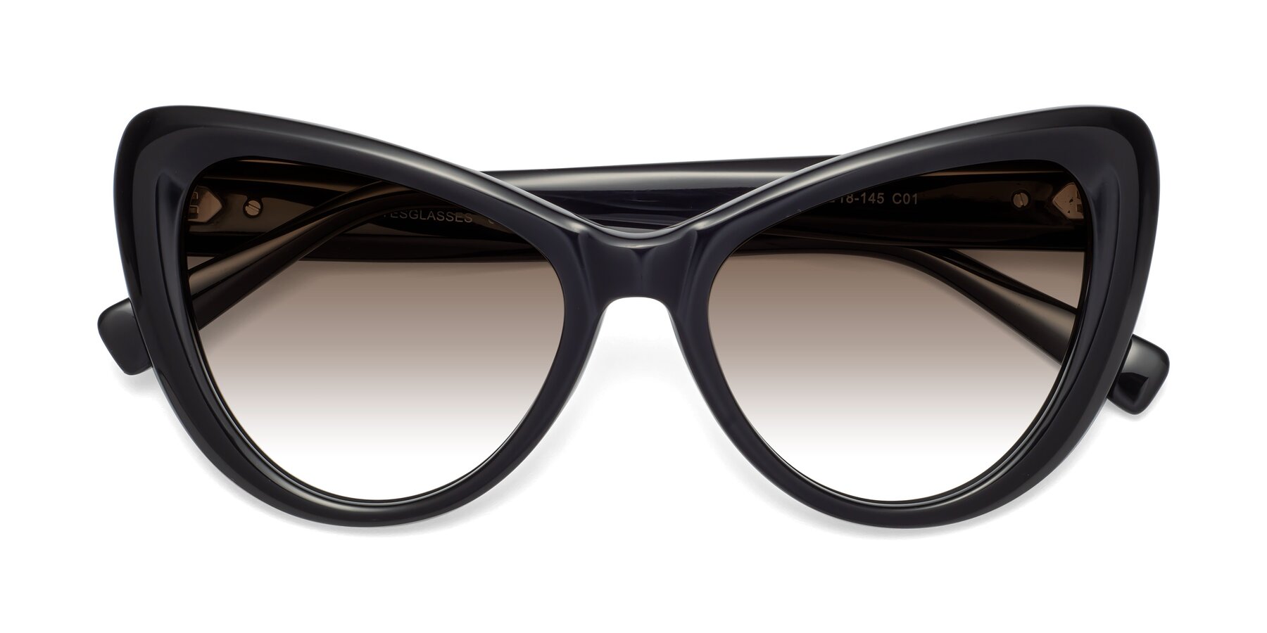 Folded Front of 1574 in Black with Brown Gradient Lenses