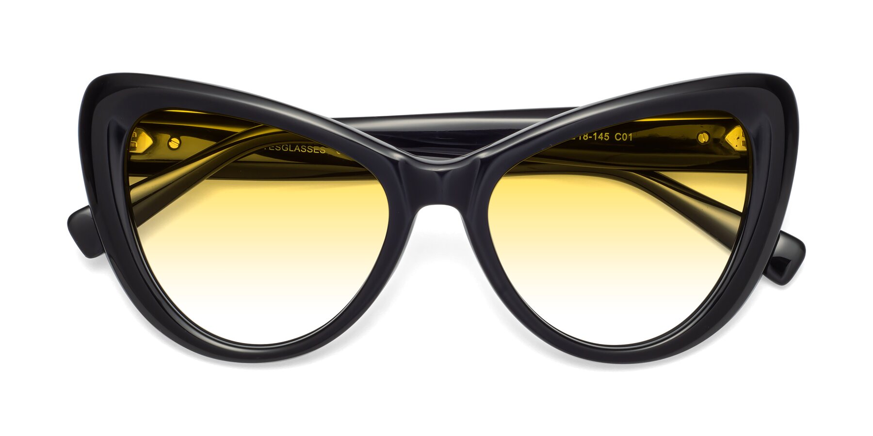 Folded Front of 1574 in Black with Yellow Gradient Lenses