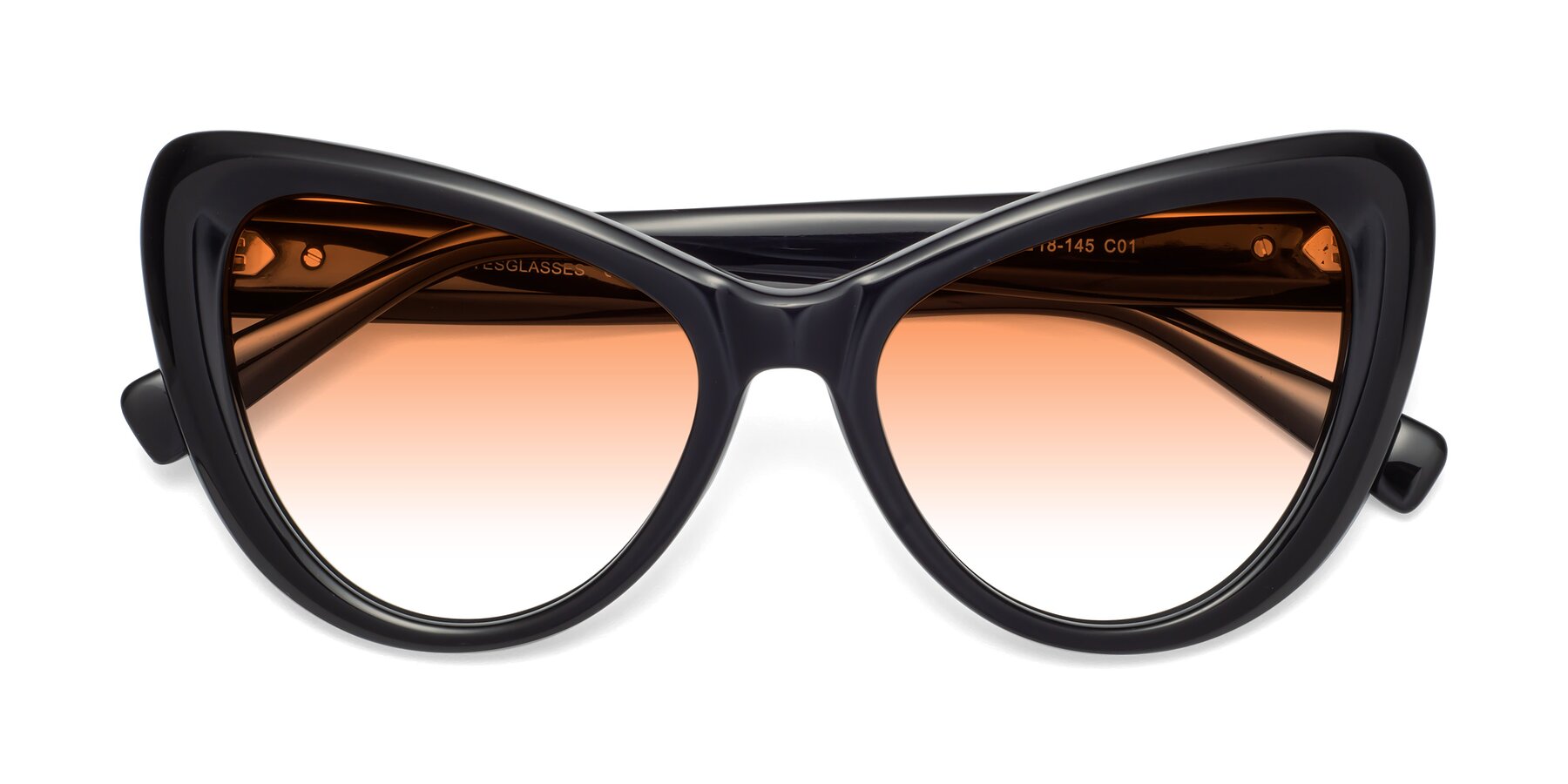 Folded Front of 1574 in Black with Orange Gradient Lenses