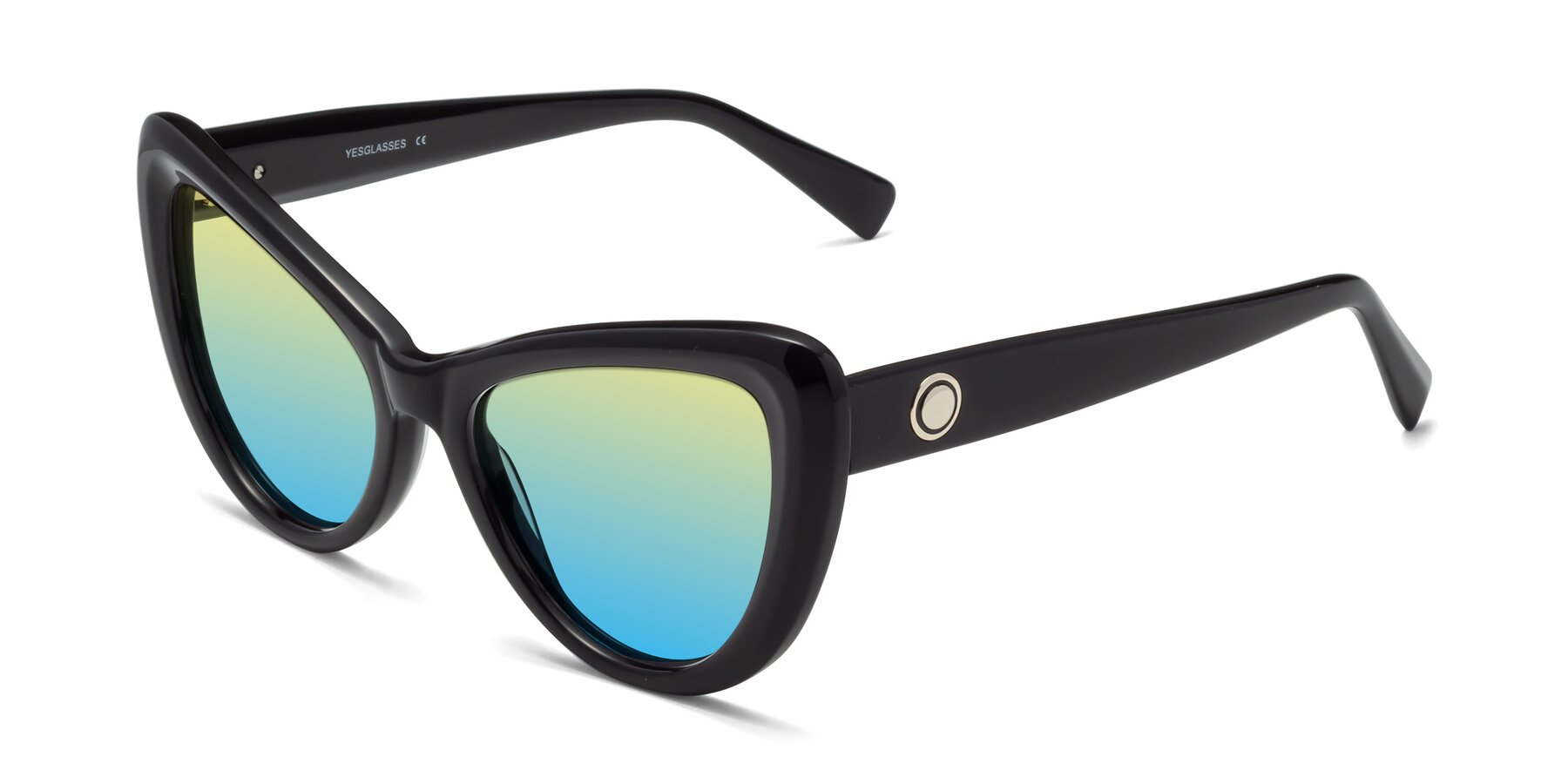 Angle of 1574 in Black with Yellow / Blue Gradient Lenses