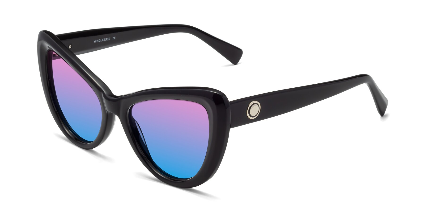 Angle of 1574 in Black with Pink / Blue Gradient Lenses